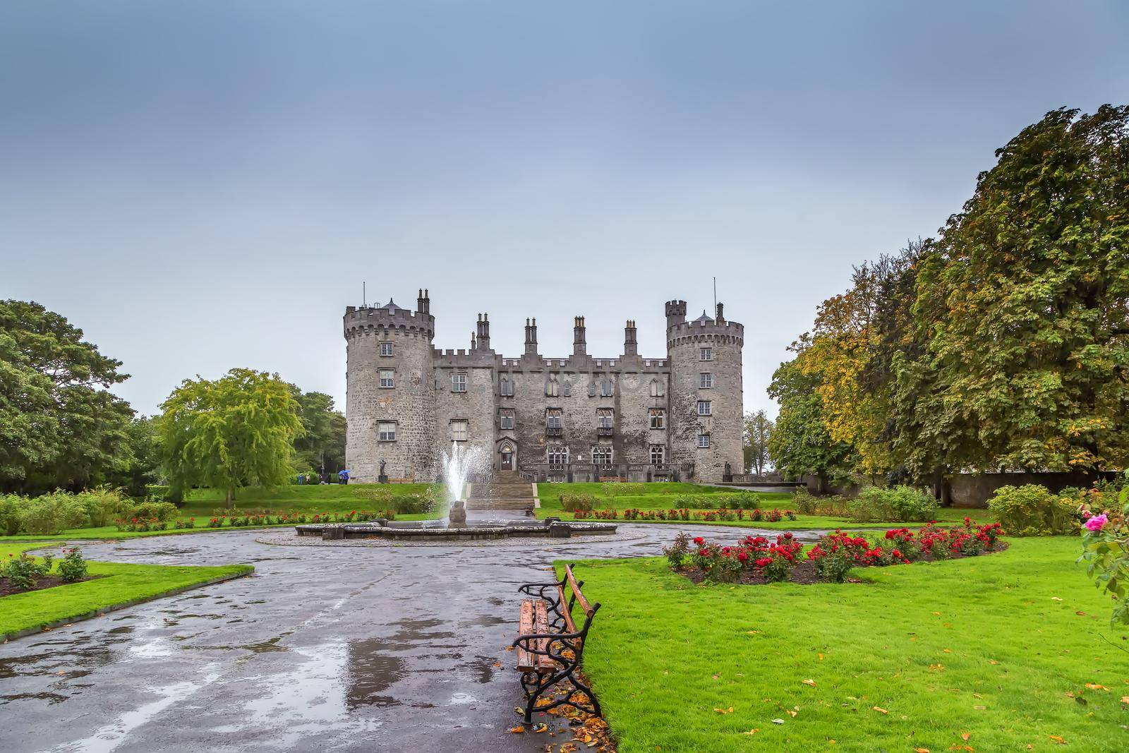 Kilkenny Castle is a castle in Kilkenny, Ireland built in 1195, View from garden