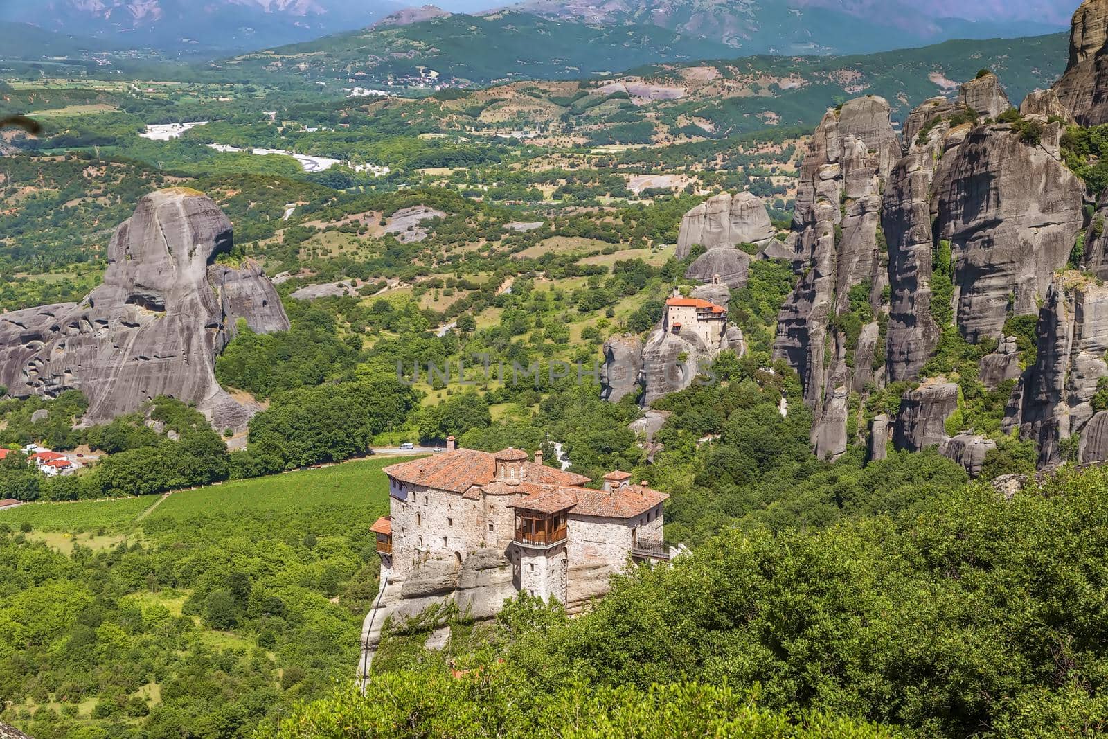 Landscape with monasteres in Meteora, Greece by borisb17