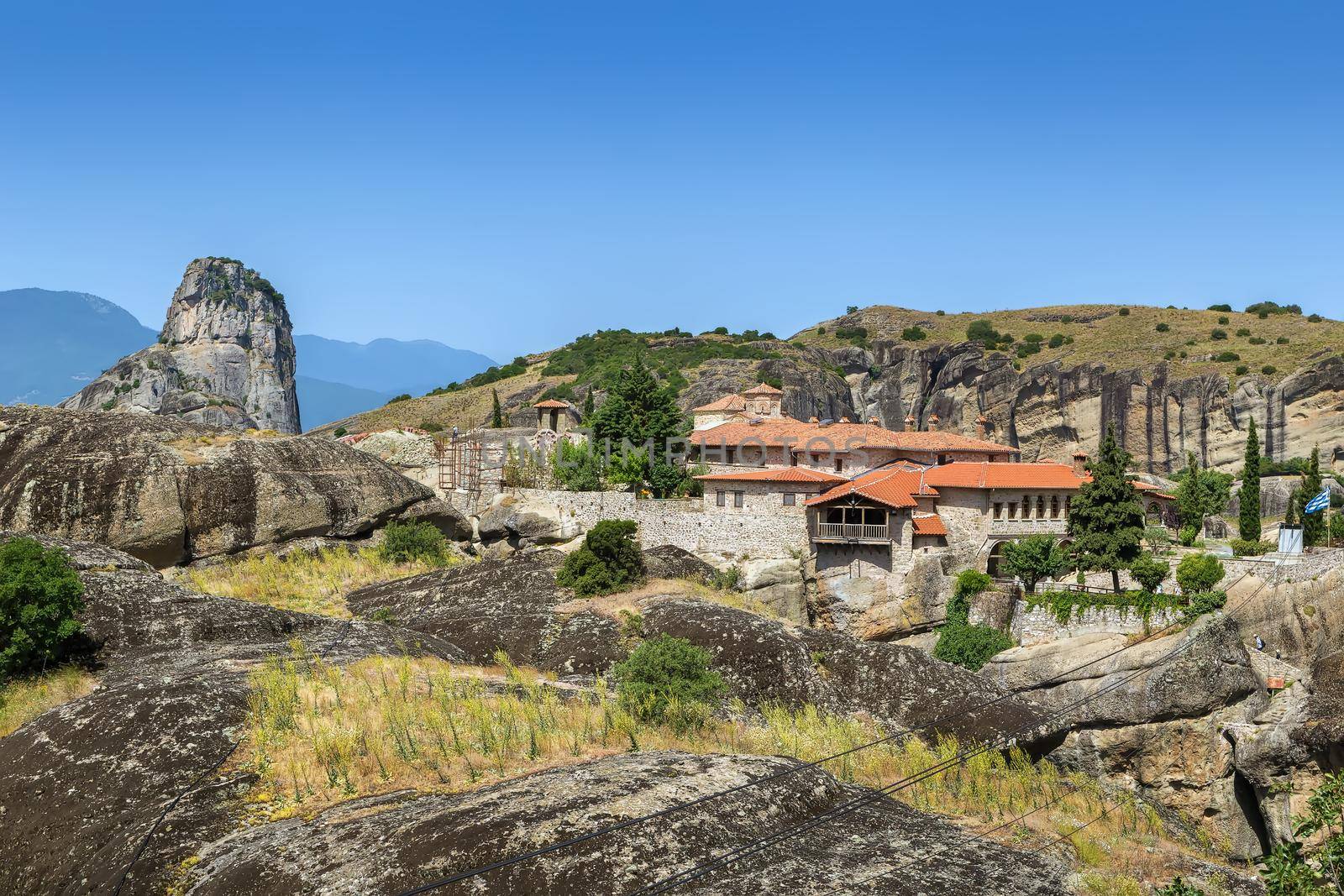 View of Monastery of the Holy Trinity in Meteora, Greece