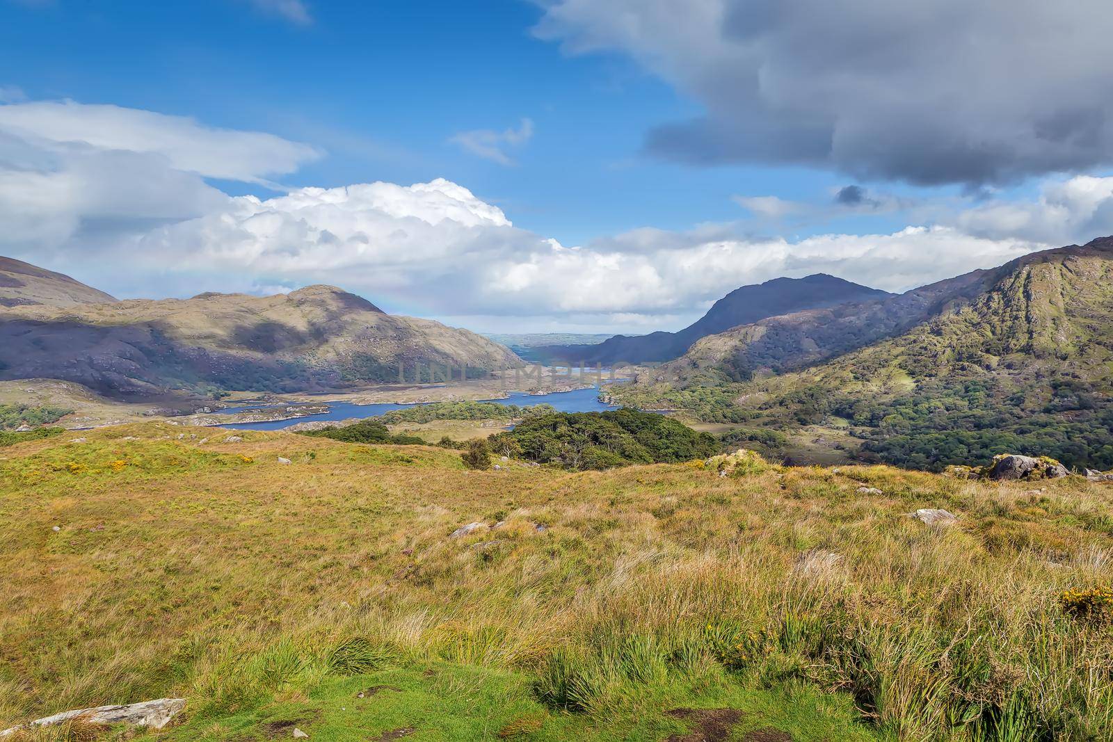 Landscape from Ladies View is a scenic viewpoint on the Ring of Kerry tourist route. Ireland