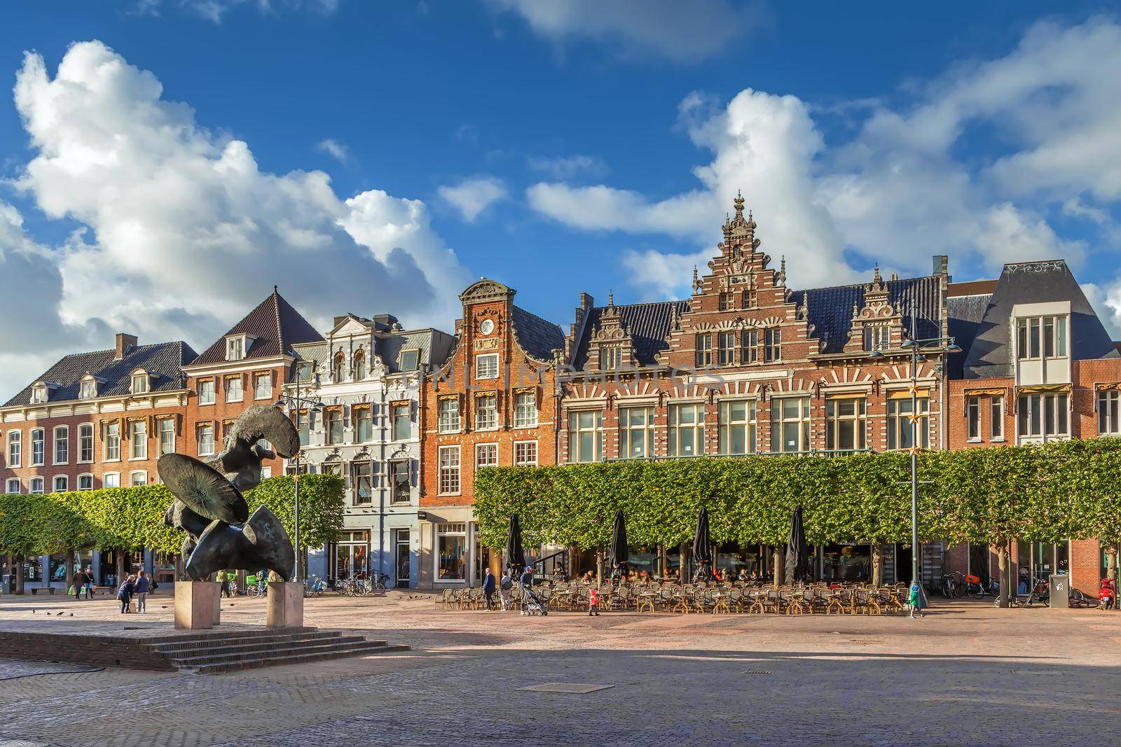 Historical houses on Grote markt, Haarlem, Netherlands