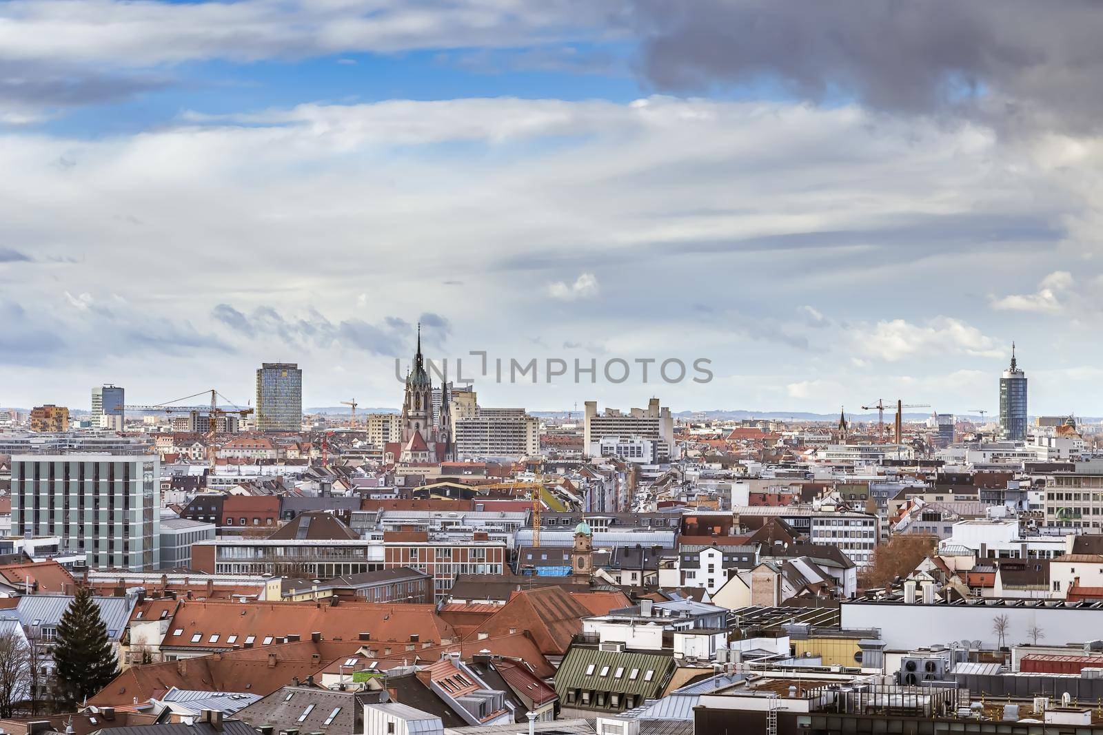 Aerial view of Munich from New Town Hall tower, Germany