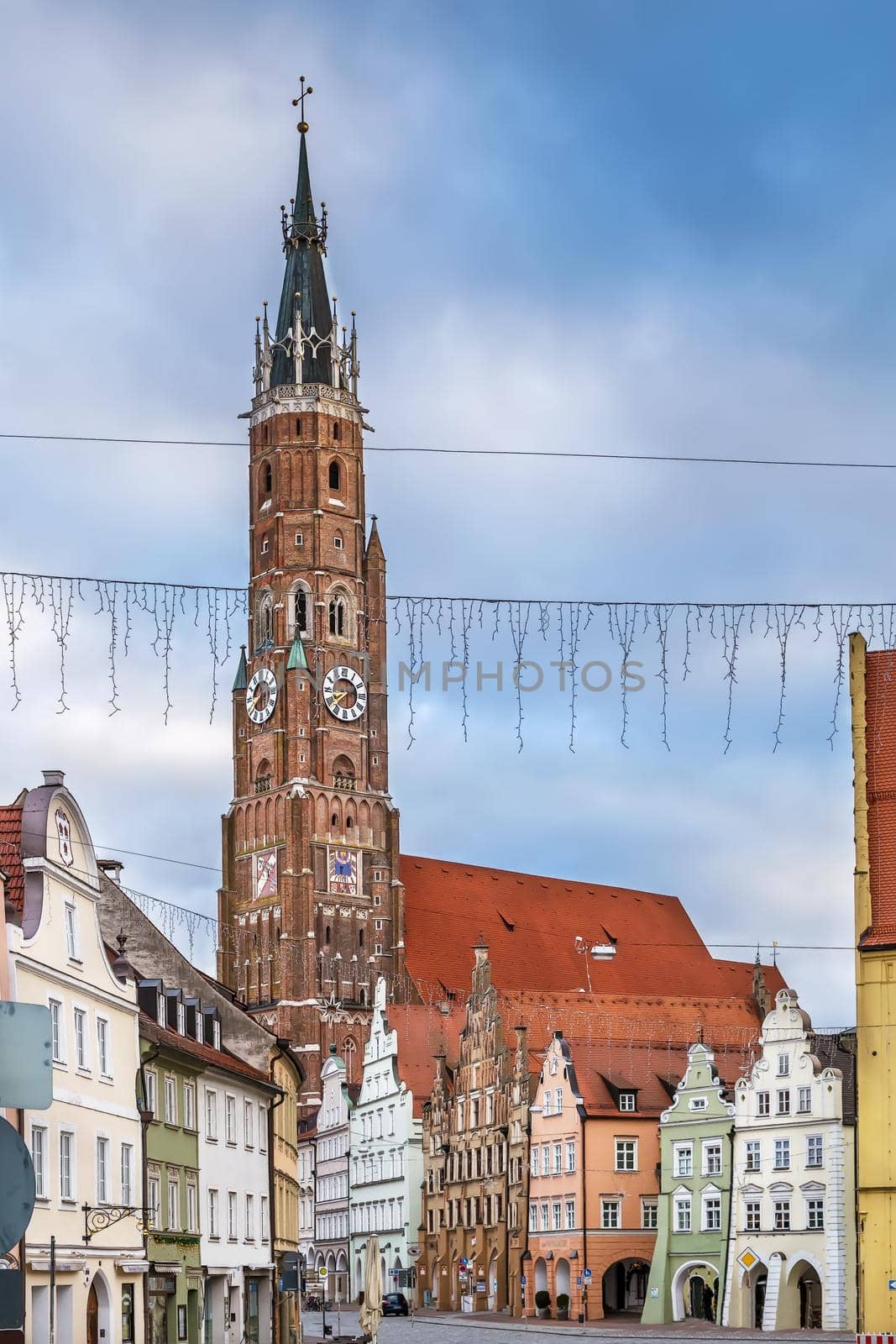 View of St. Martin Church in Landshut downtown, Germany