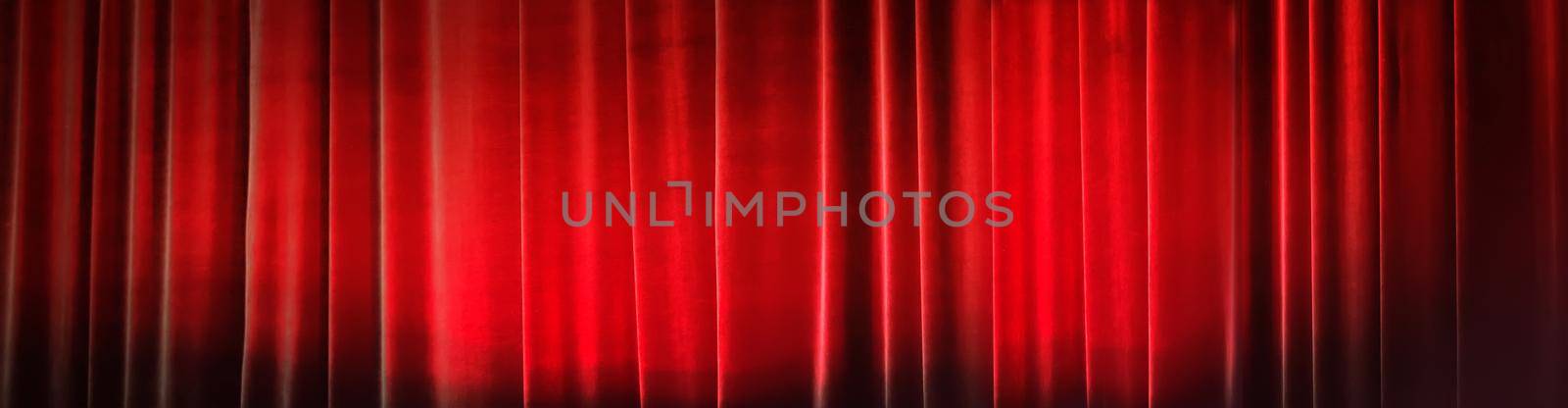 Banner background concert curtain red. Theater curtains.