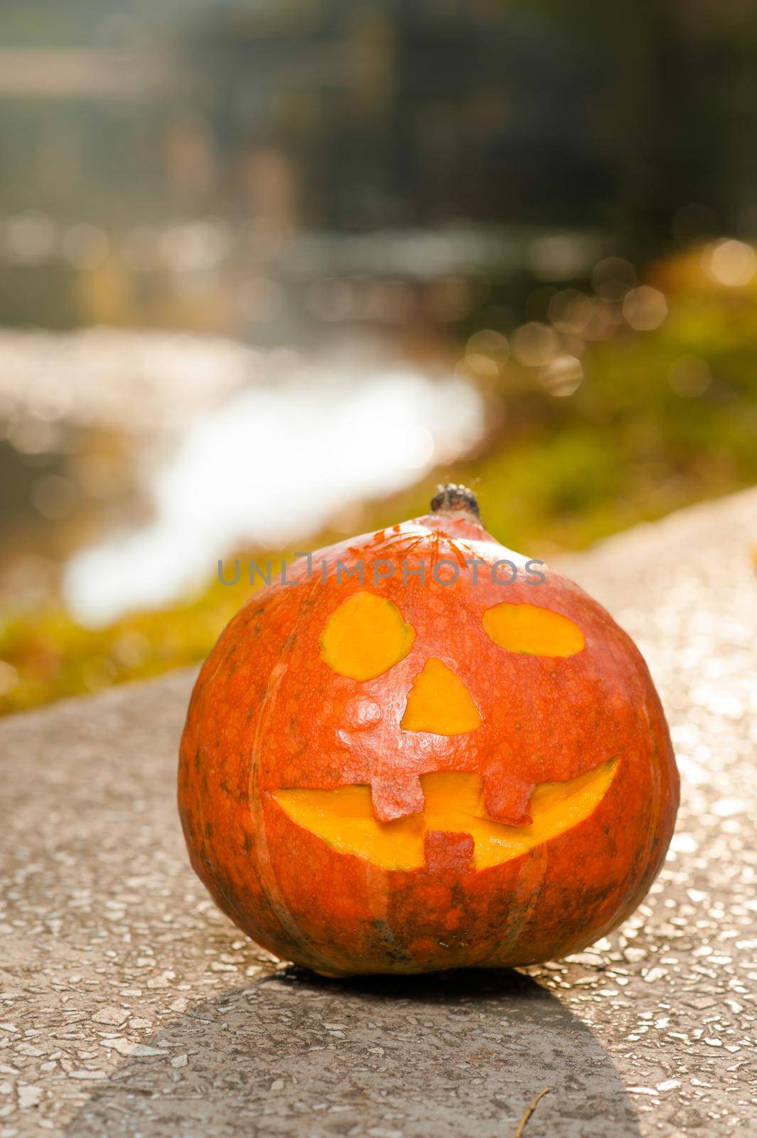 Carved pumpkin with a smiling face by SerhiiBobyk