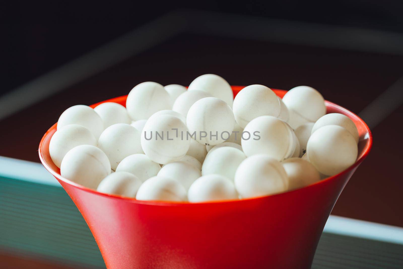 table tennis balls in the robot agitator