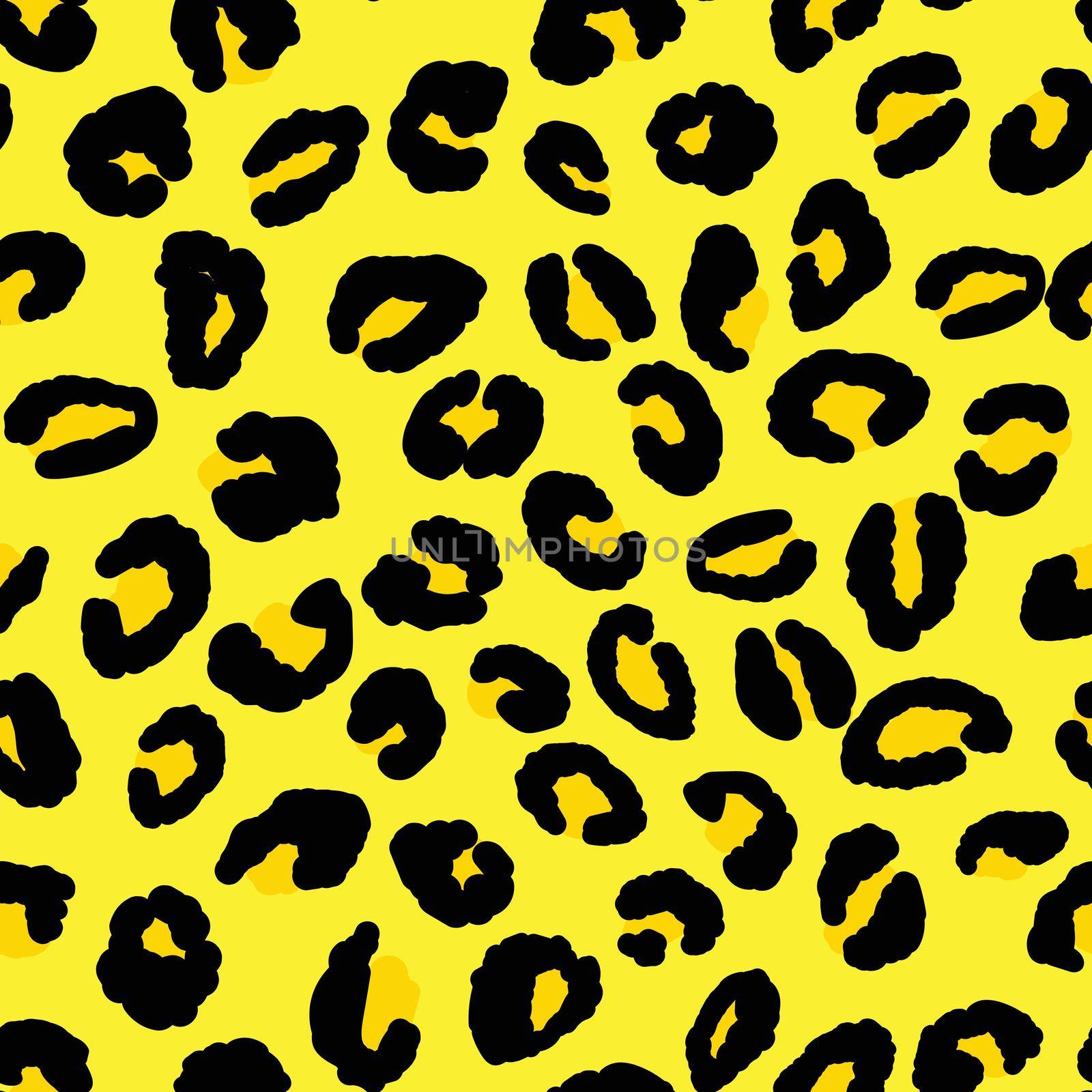 Abstract modern leopard seamless pattern. Animals trendy background. Black and yellow decorative vector illustration for print, card, postcard, fabric, textile. Modern ornament of stylized skin by allaku