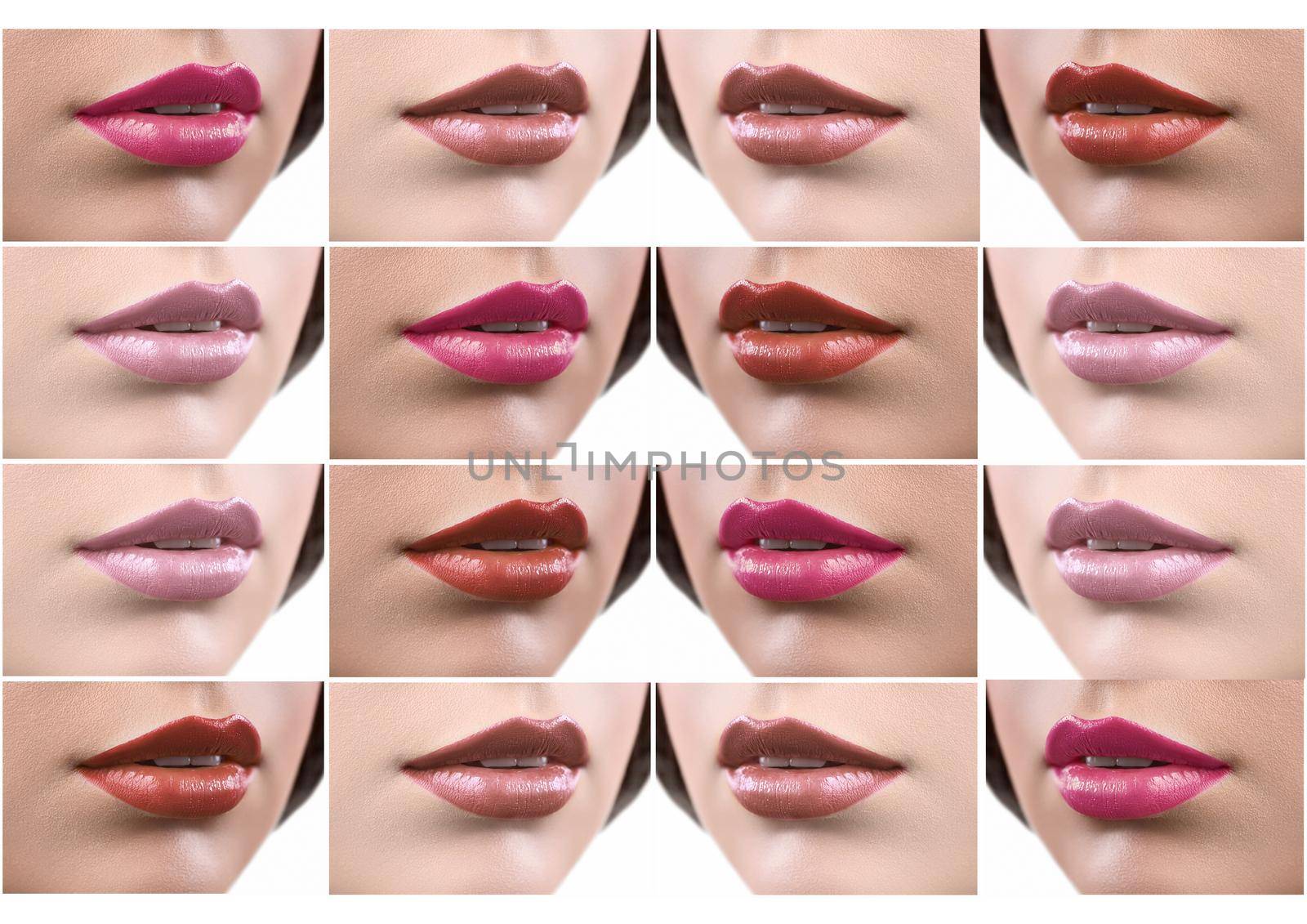 Collage of female lips covered in lipstick by SerhiiBobyk