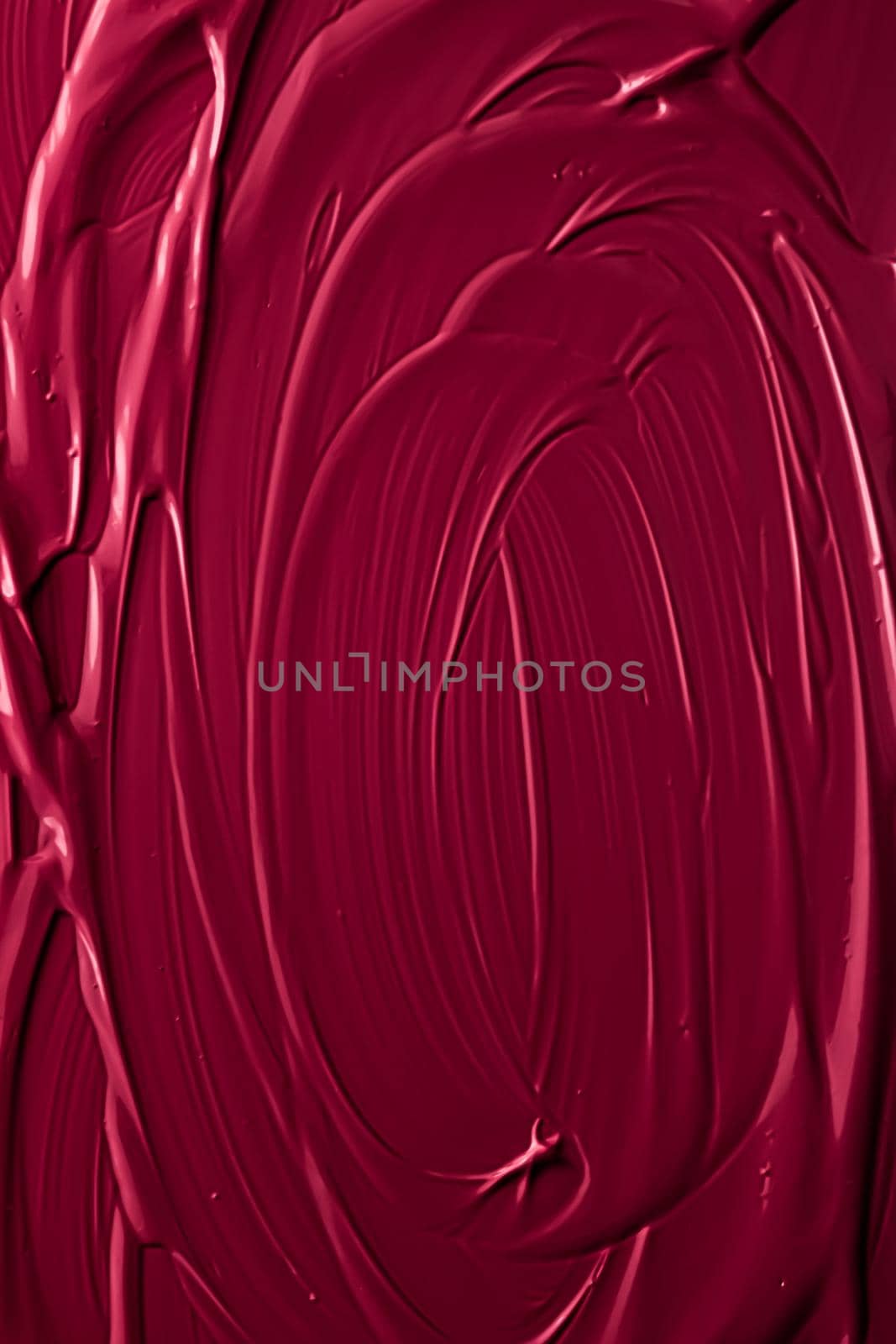 Red lipstick or lip gloss texture as cosmetic background, makeup and beauty cosmetics product for luxury brand, holiday flatlay backdrop or abstract wall art and paint strokes.