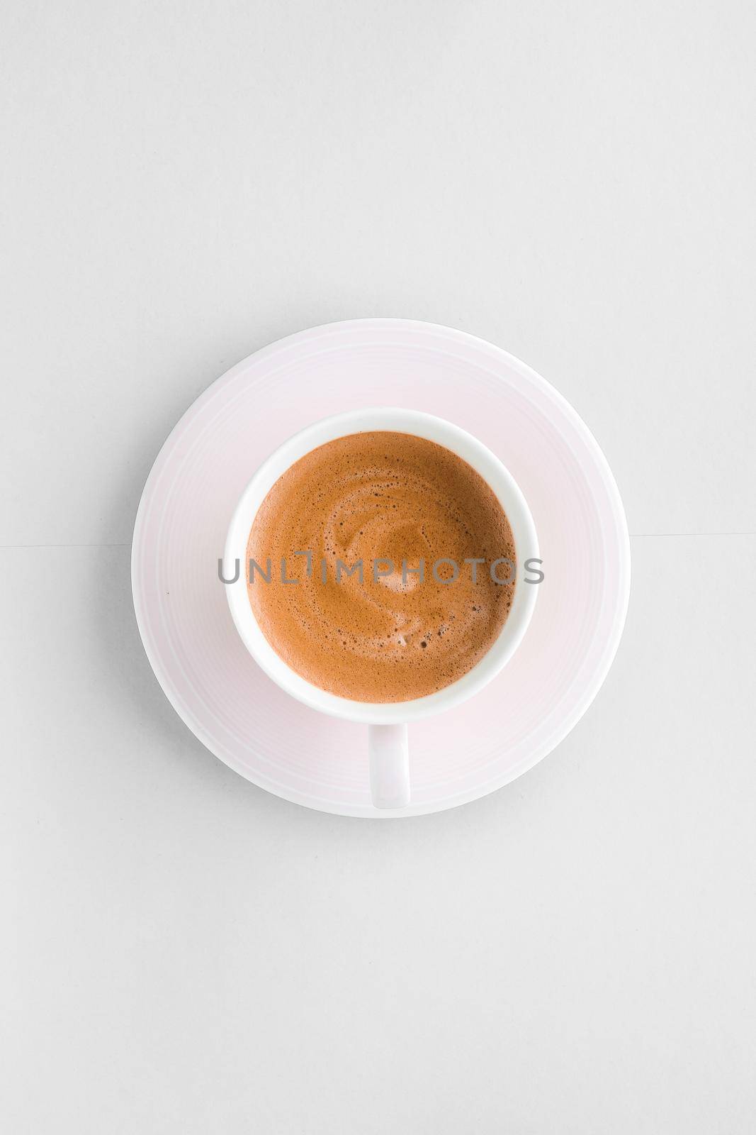 Drinks menu, italian espresso recipe and organic shop concept - Cup of hot french coffee as breakfast drink, flatlay cups on white background