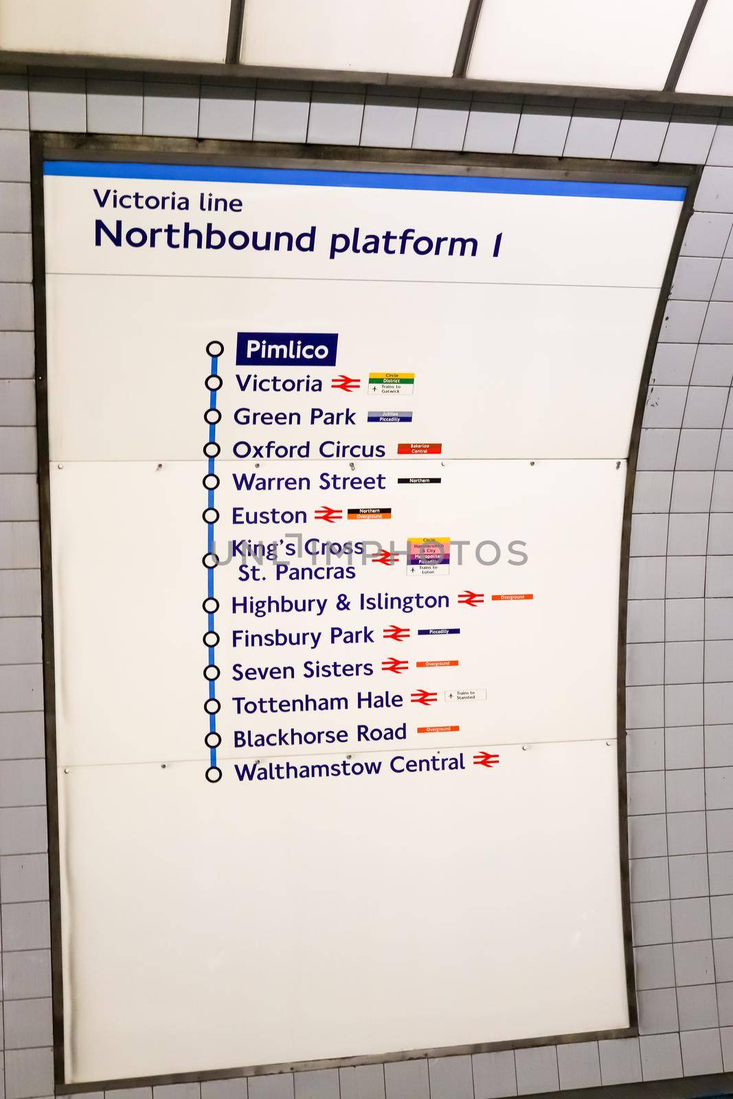 Station sign of the London underground tube in a close up view