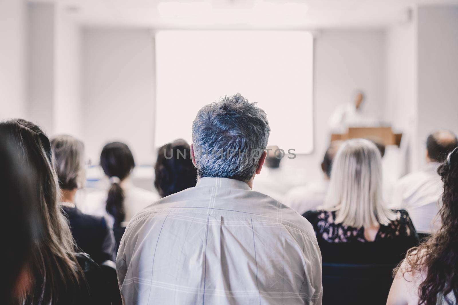 Business workshop and presentation. Audience at the conference room.