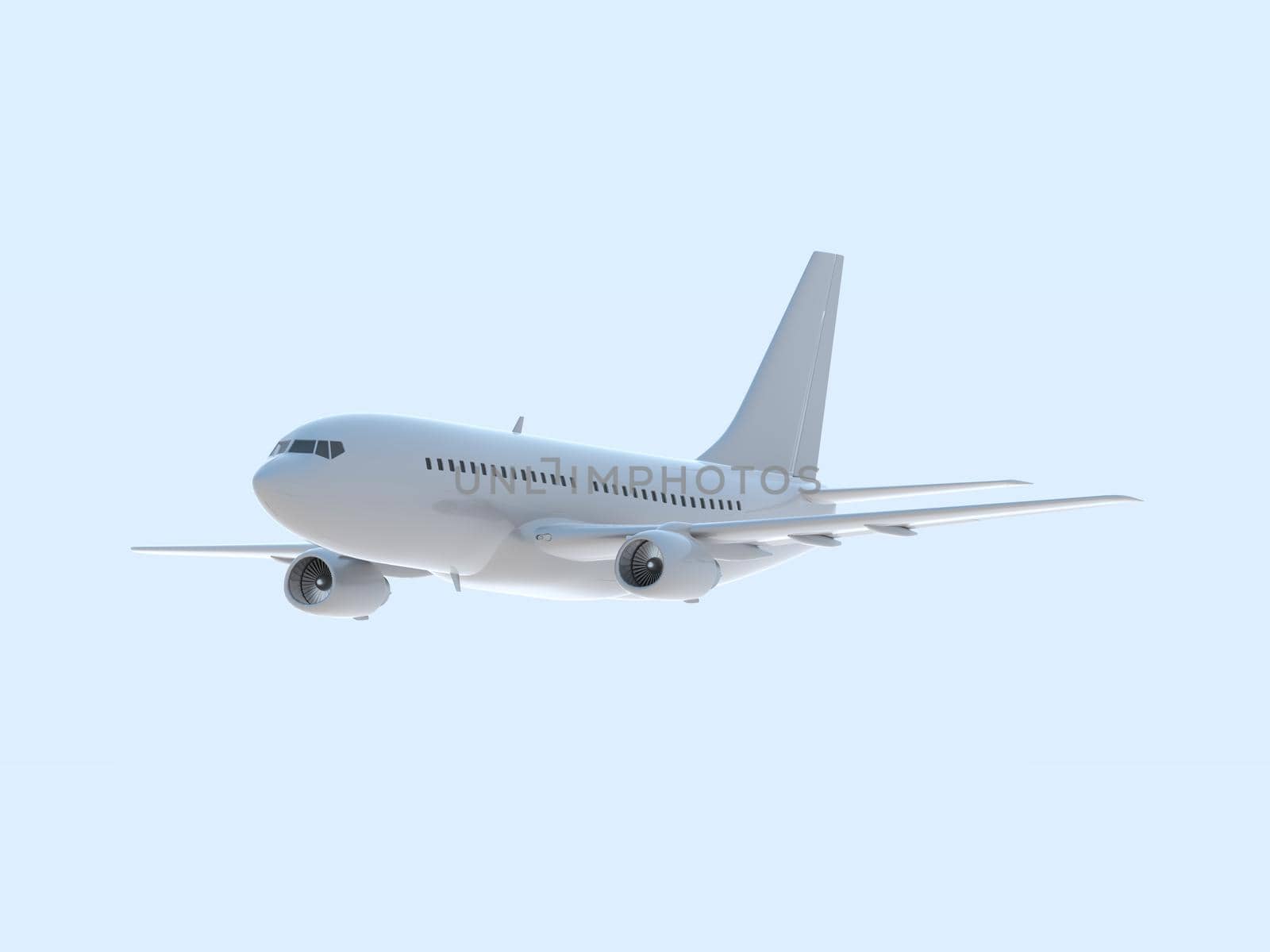 Commercial Passenger Plane in Air in Sky, Vacation Travel by Air Transport, Airliner Take Off Flying, Aircraft Flight and Aviation Route Airline Sign, Aviation Cargo Service 3d Illustration