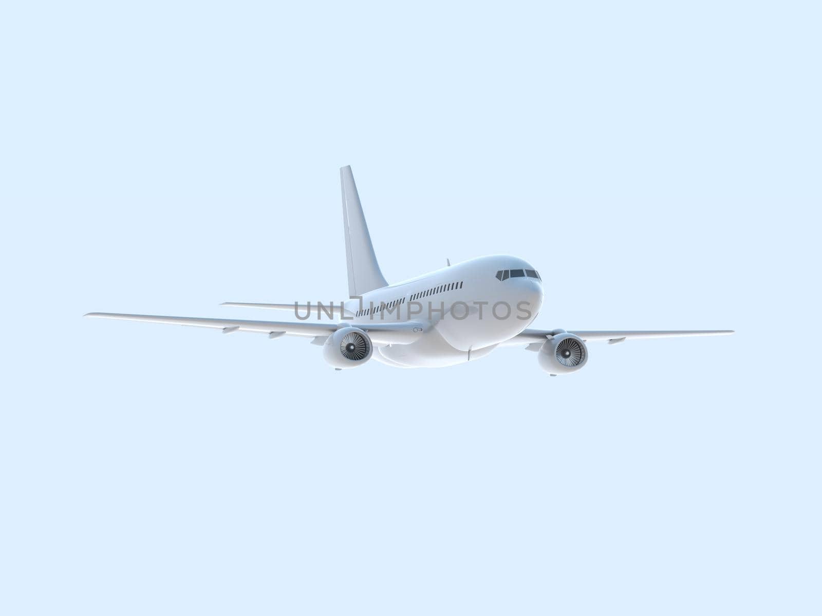 Commercial Passenger Plane in Air in Sky, Vacation Travel by Air Transport, Airliner Take Off Flying, Aircraft Flight and Aviation Route Airline Sign, Aviation Cargo Service 3d Illustration