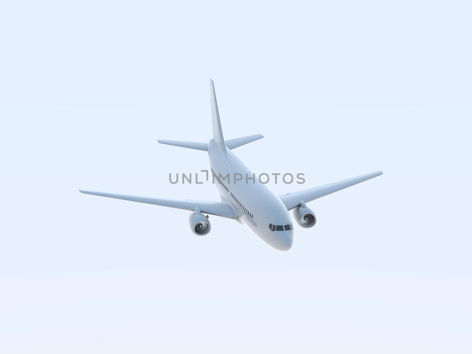 Commercial Passenger Plane in Air in Sky, Vacation Travel by Air Transport, Airliner Take Off Flying, Aircraft Flight and Aviation Route Airline Sign, Aviation Cargo Service 3d Illustration