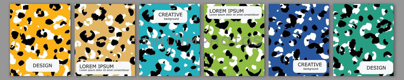 Set of vector cover notebook design. Abstract trendy animal leopard template design for notebook paper, copybook brochures, book, magazine. Planner and diary cover for print.