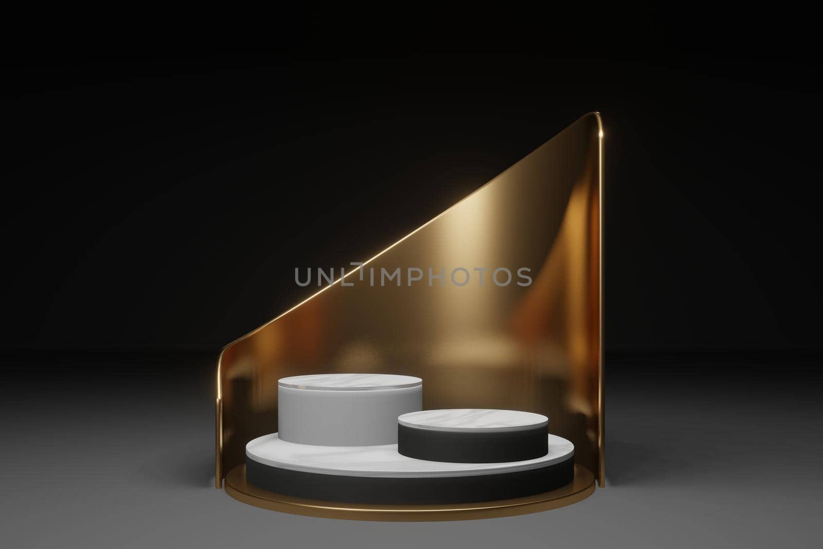 3d rendering illustration of podium display showcase for product placement in minimal design. podium stage showcase