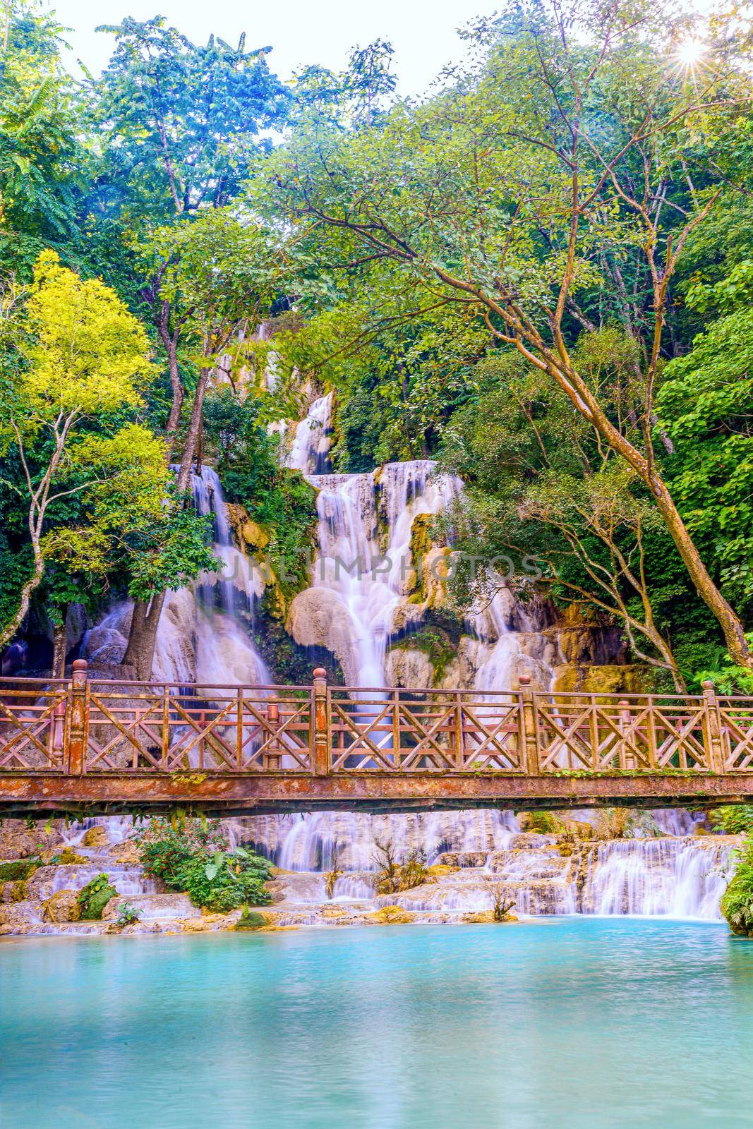 Tat Kuang Si or Kuangsi Waterfall in Luang Prabang, Laos, one of the most-visited tourist attractions in Laos