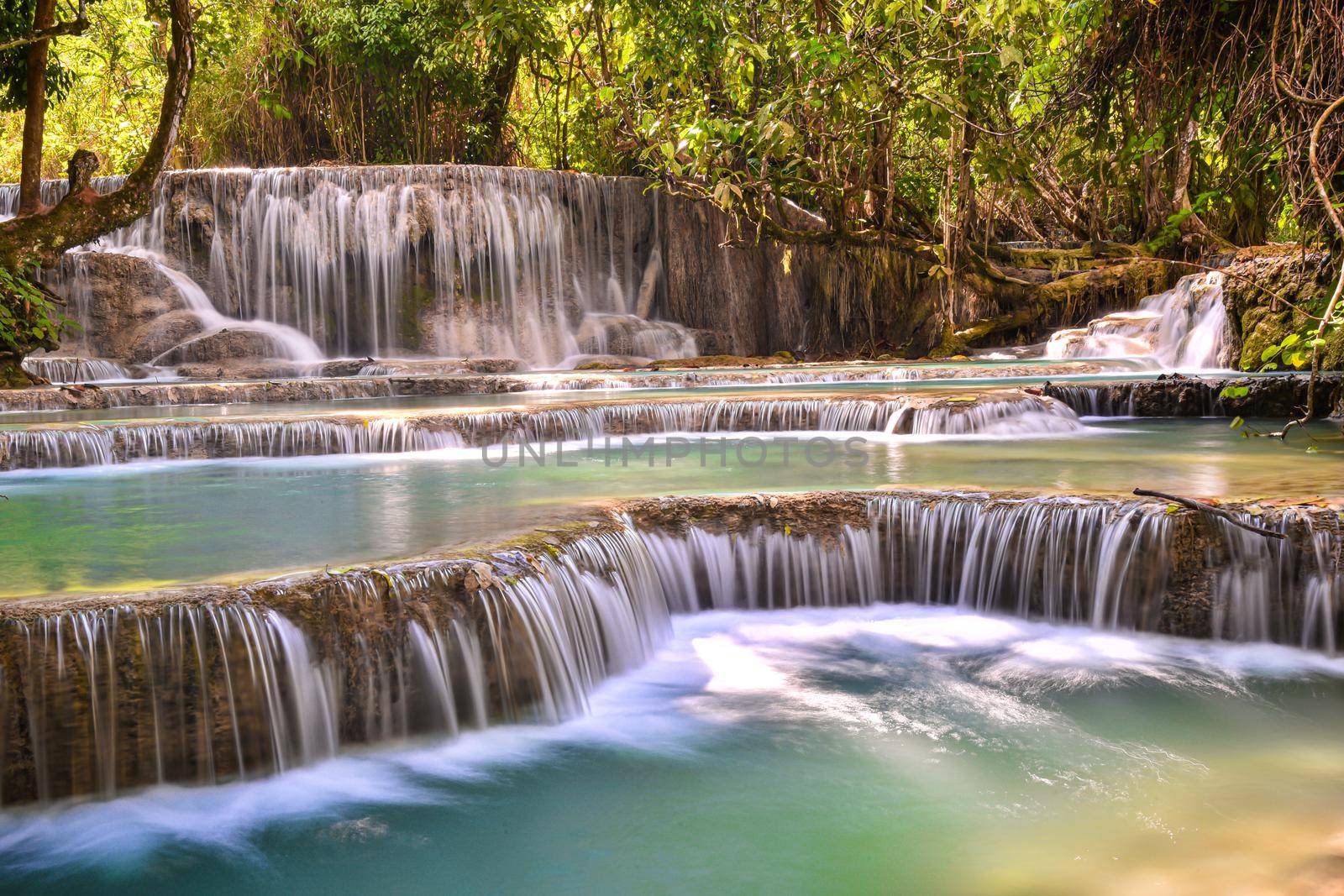 Kuangsi Waterfall in Luang Prabang, Laos by NuwatPhoto