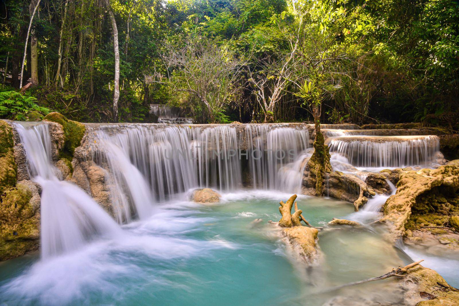 Tat Kuang Si or Kuangsi Waterfall in Luang Prabang, Laos, one of the most-visited tourist attractions in Laos