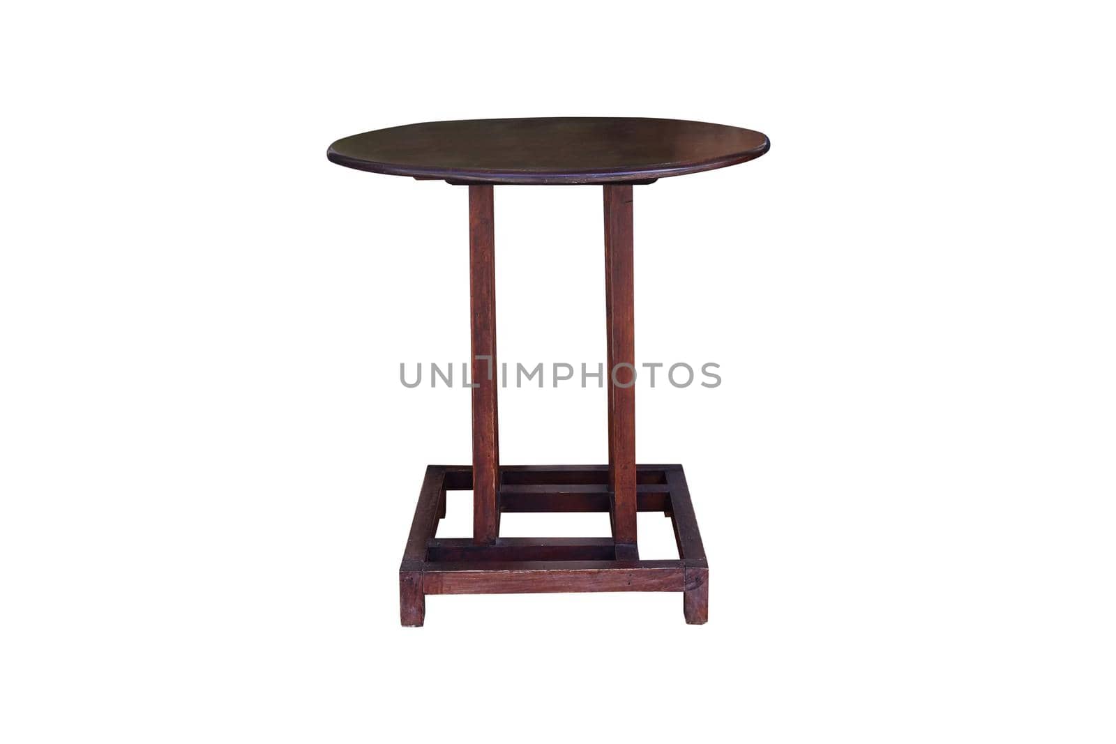 Wooden table isolated on white background, work with clipping path.