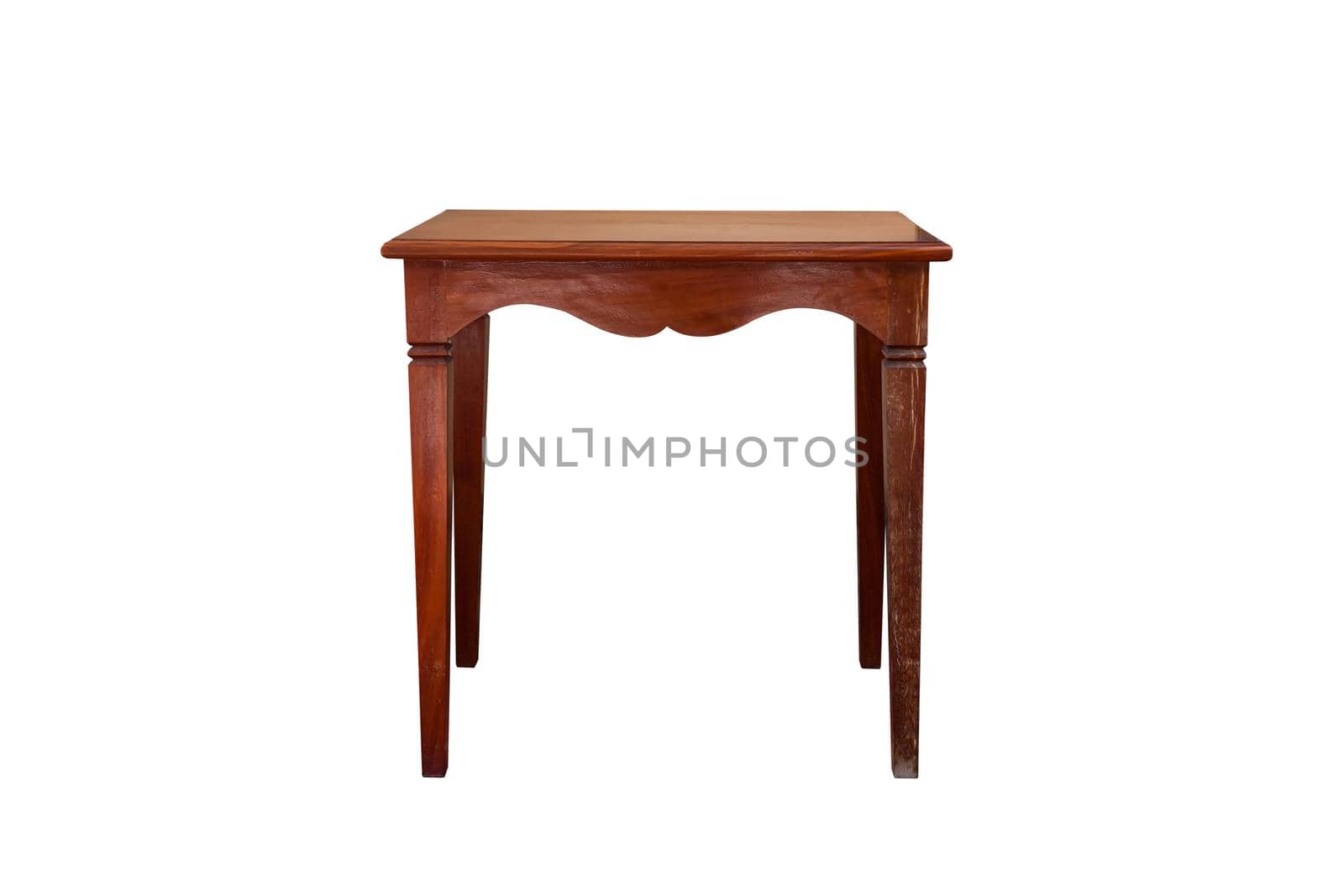 Wooden table isolated on white background, work with clipping path.