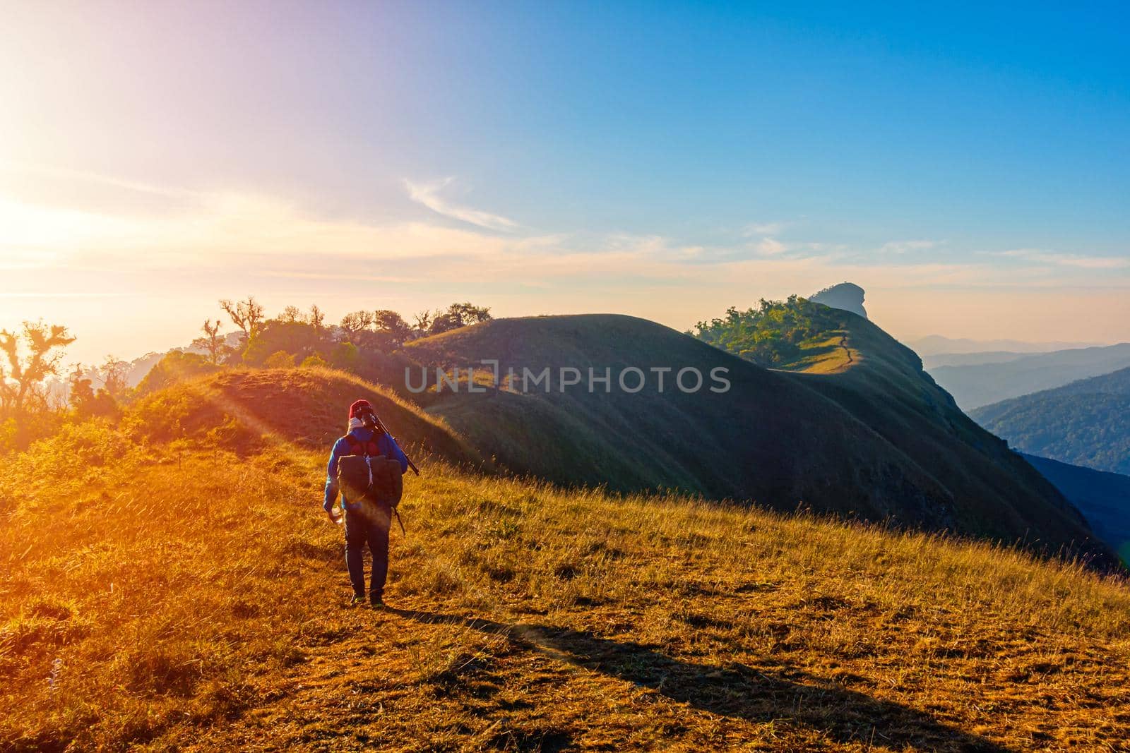 Beautiful landscape in the morning on Mon Chong mount, Chiang Mai, Thailand.  Is a popular place trekking mountain