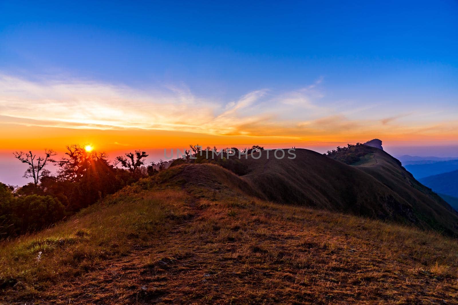 Beautiful landscape in the morning on Mon Chong mount, Chiang Mai, Thailand.  Is a popular place trekking mountain