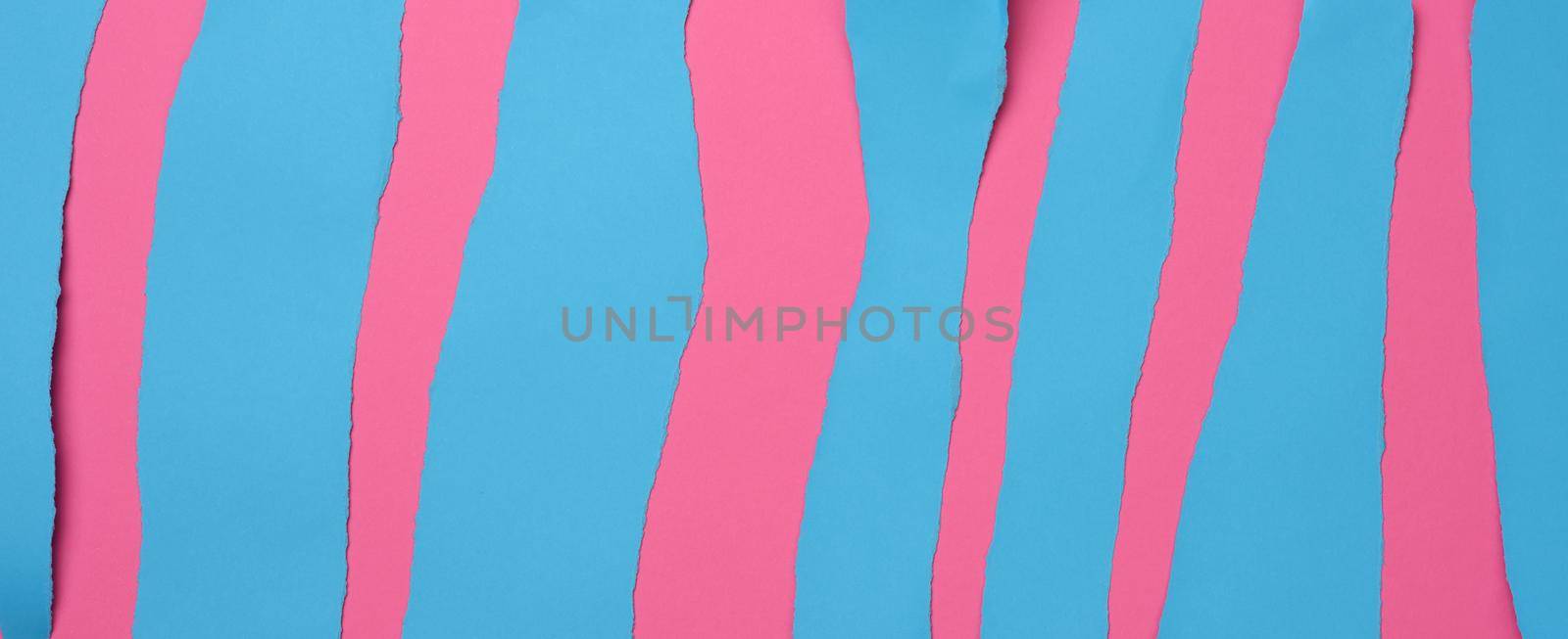 torn blue stripes on pink background, abstract background, banner