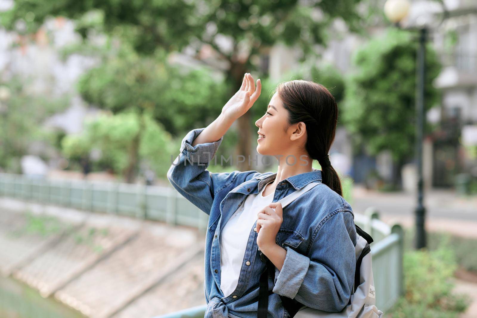 Fashion asian women travel in city on street outdoor portrait