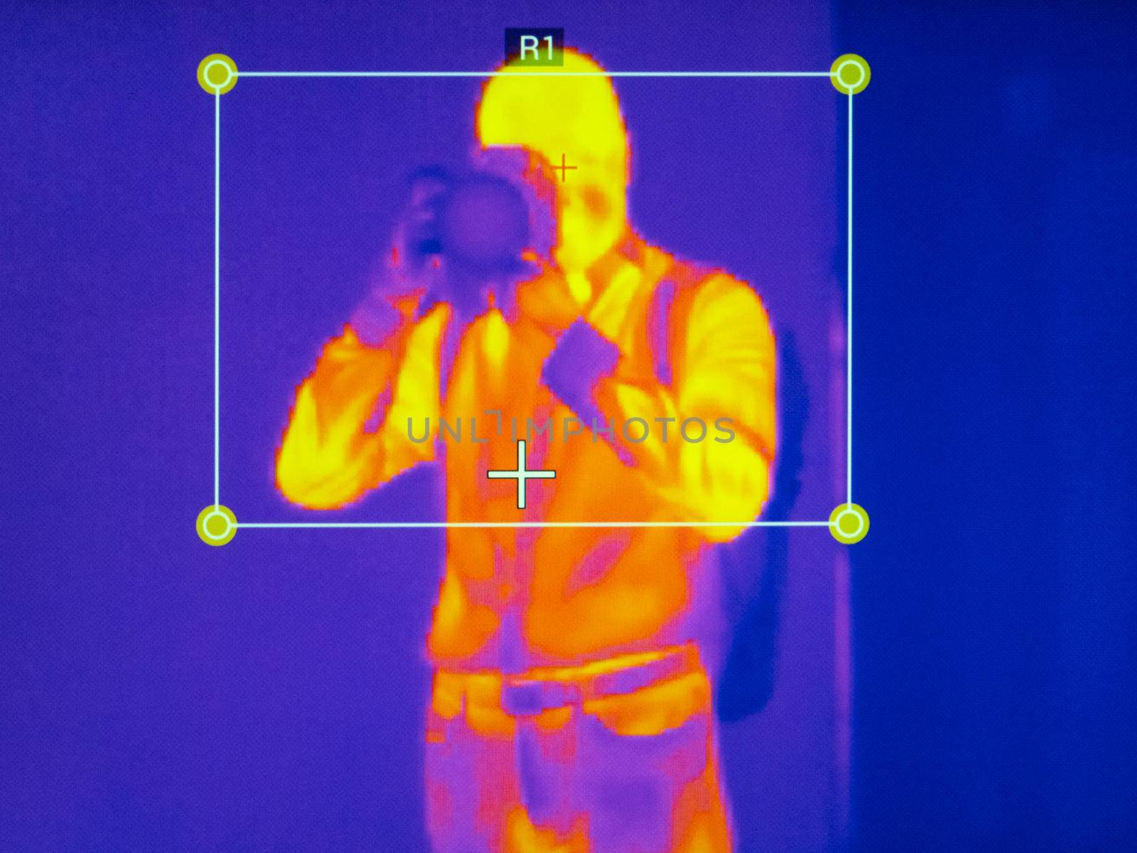 Thermal Infrared image of photographer