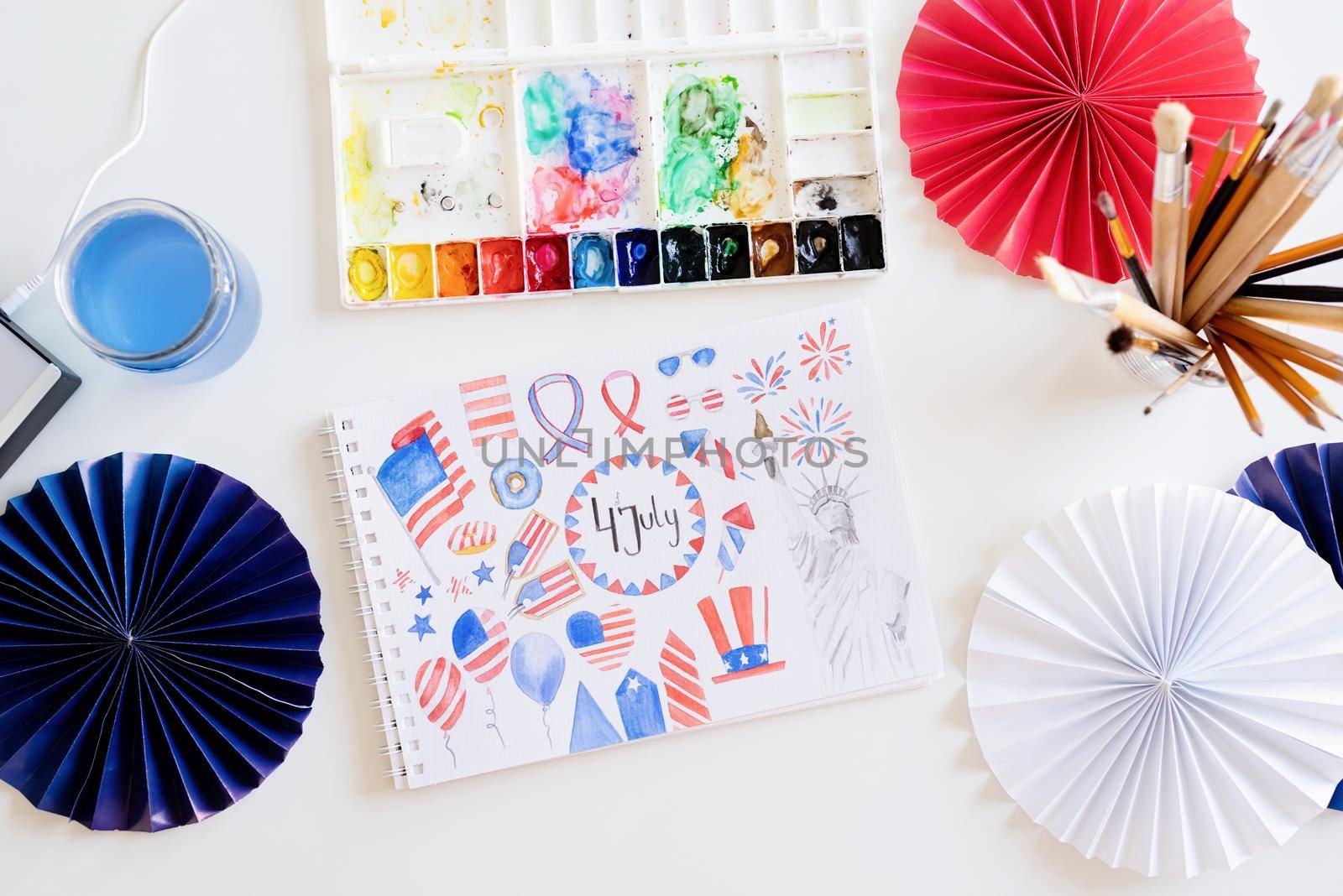 watercolor drawing illustration for Independence day of the USA by Desperada