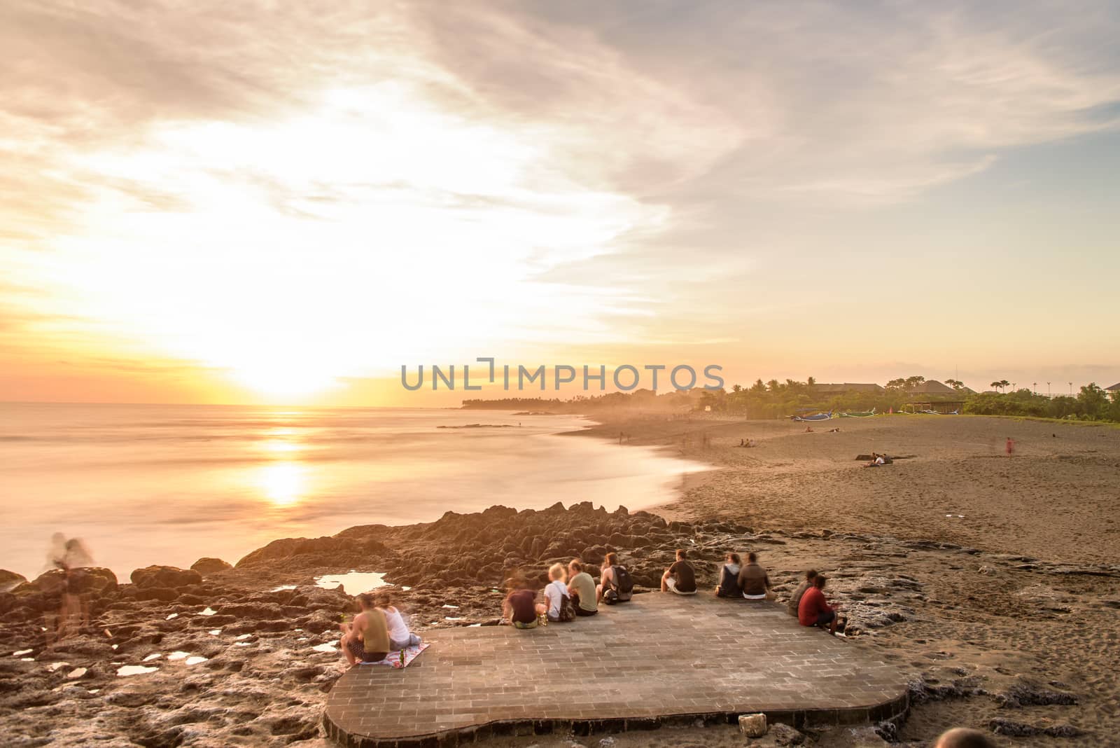 Beautiful sunset at Canggu beach in Bali in Indonesia.
