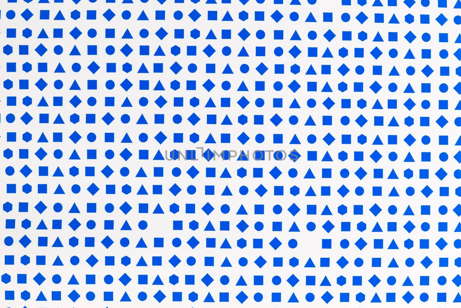 blue geometric shapes on white background