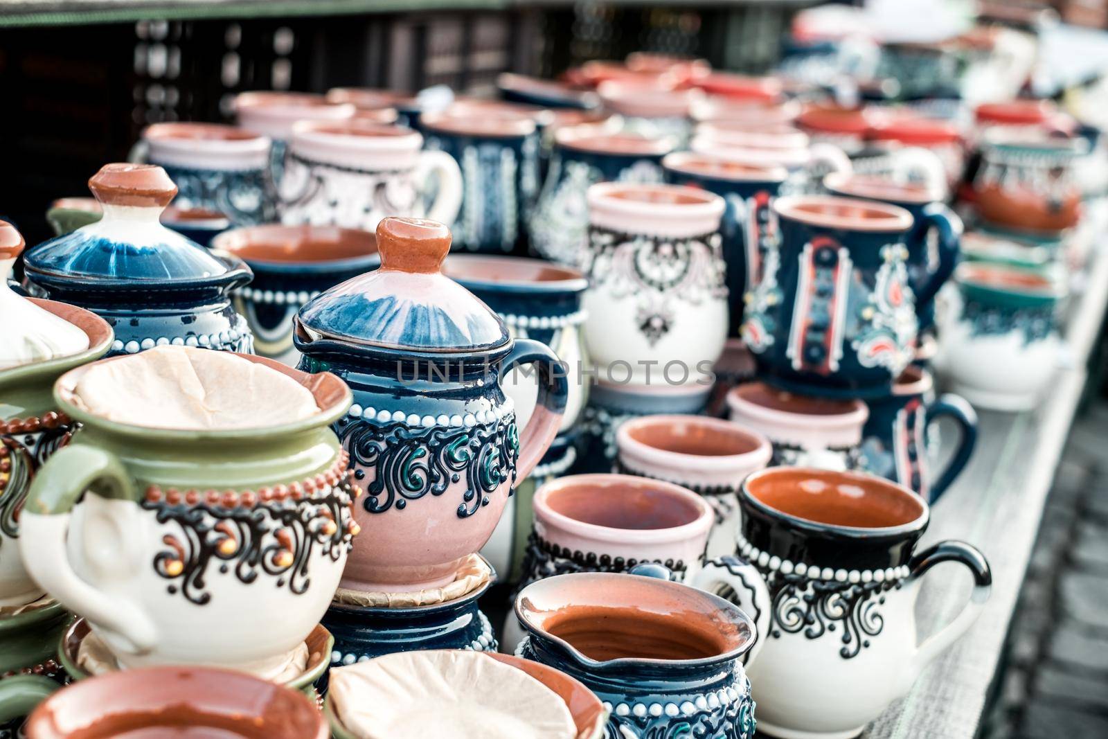 Sibiu City, Romania - 06 September 2020. Traditional Romanian handmade ceramics market at the potters fair from Sibiu, Romania by Roberto