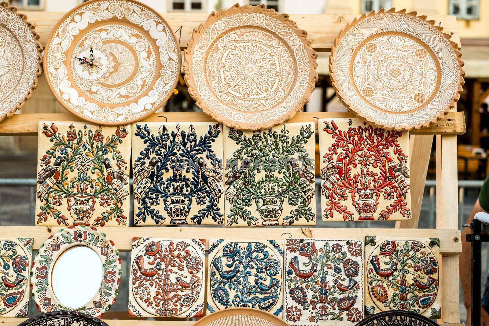 Sibiu City, Romania - 06 September 2020. Traditional Romanian handmade ceramics market at the potters fair from Sibiu, Romania by Roberto