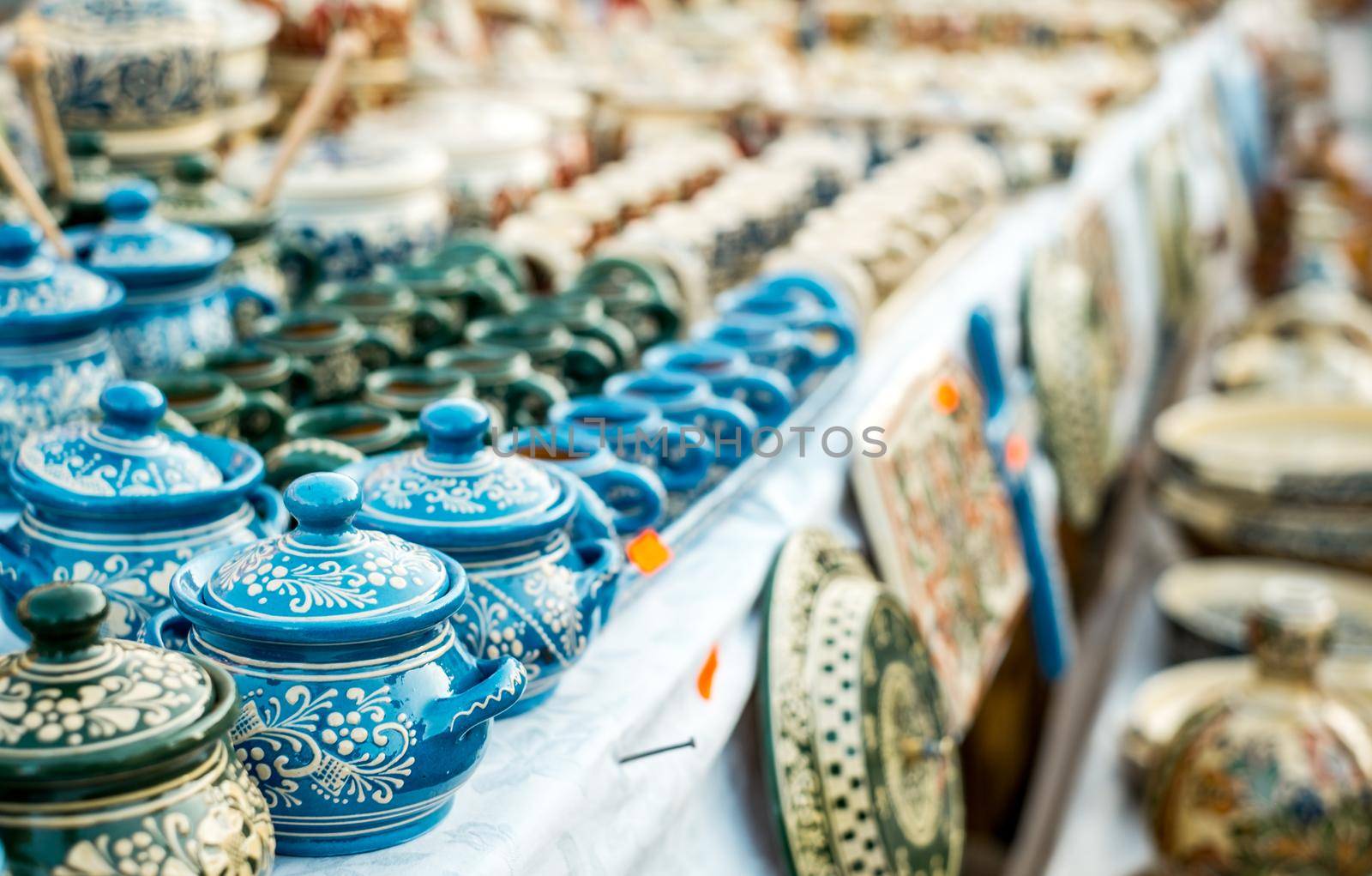 Sibiu City, Romania - 06 September 2020. Traditional Romanian handmade ceramics market at the potters fair from Sibiu, Romania by Roberto