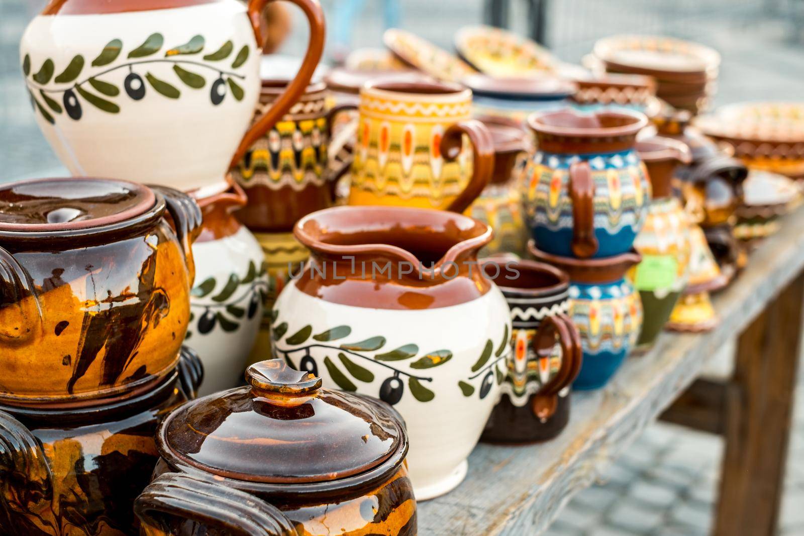 Sibiu City, Romania - 06 September 2020. Traditional Romanian handmade ceramics market at the potters fair from Sibiu, Romania by Roberto