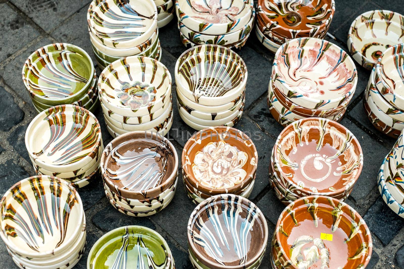 Sibiu City, Romania - 06 September 2020. Traditional Romanian handmade ceramics market at the potters fair from Sibiu, Romania by Roberto