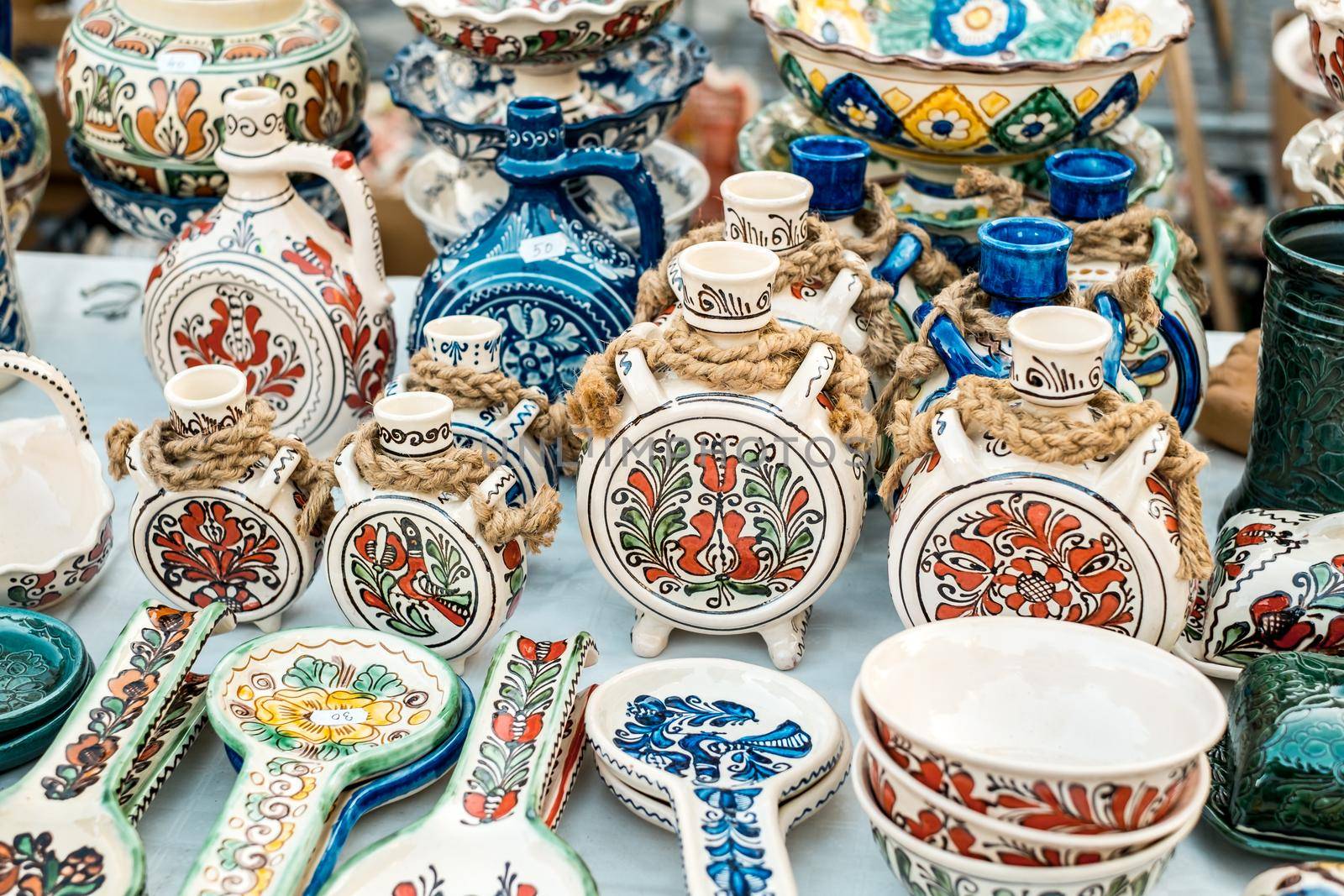 Sibiu City, Romania - 06 September 2020. Traditional Romanian handmade ceramics market at the potters fair from Sibiu, Romania by Roberto