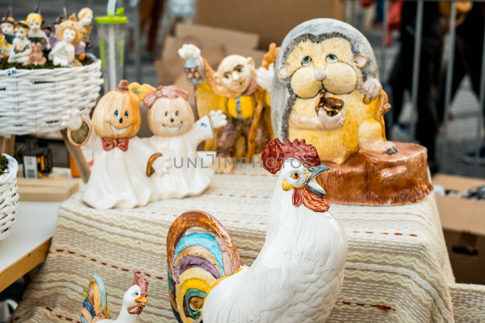 Sibiu City, Romania - 06 September 2020. Traditional Romanian handmade ceramics market at the potters fair from Sibiu, Romania