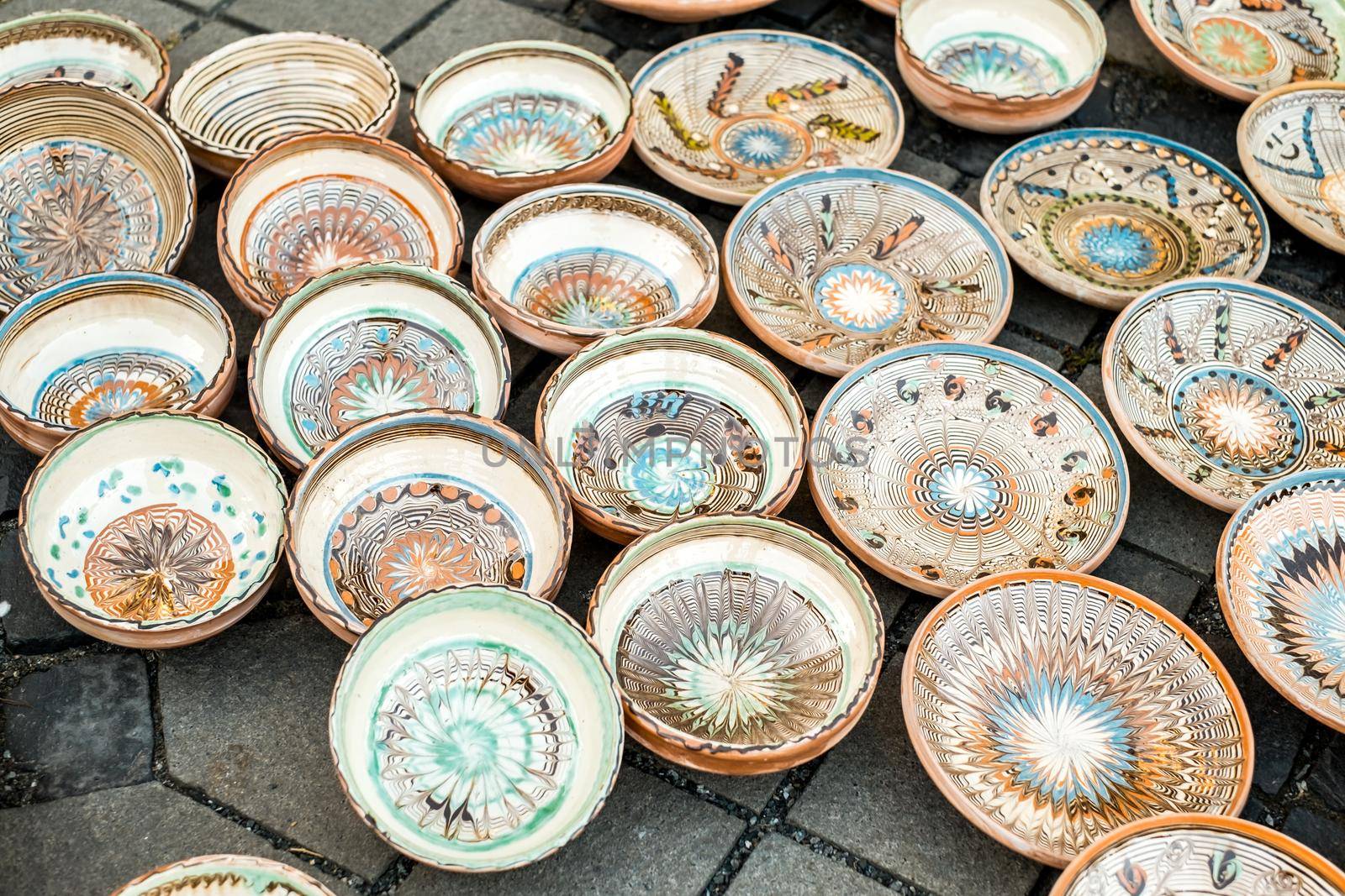 Sibiu City, Romania - 06 September 2020. Traditional Romanian handmade ceramics market at the potters fair from Sibiu, Romania by Roberto