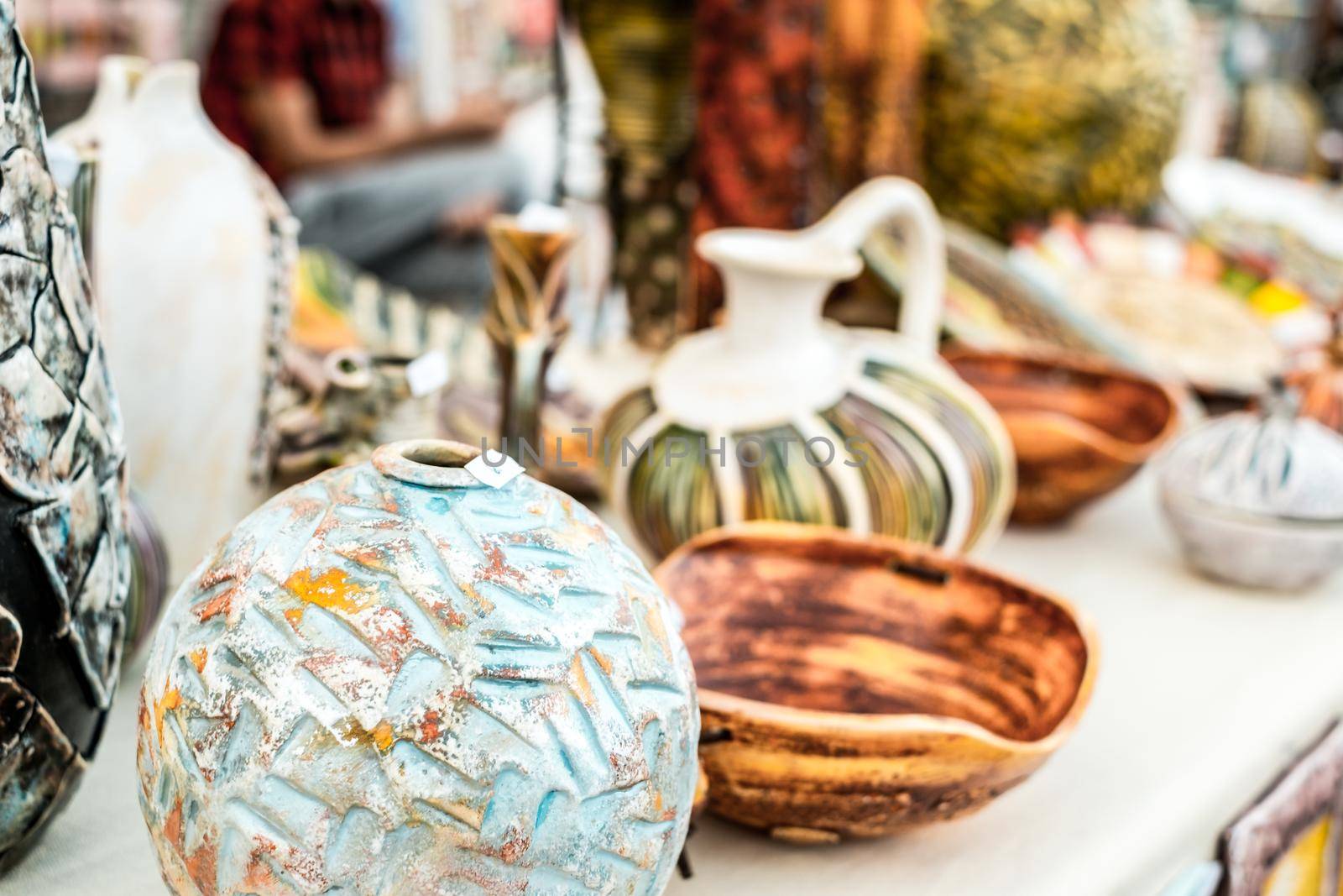 Sibiu City, Romania - 06 September 2020. Traditional Romanian handmade ceramics market at the potters fair from Sibiu, Romania by Roberto