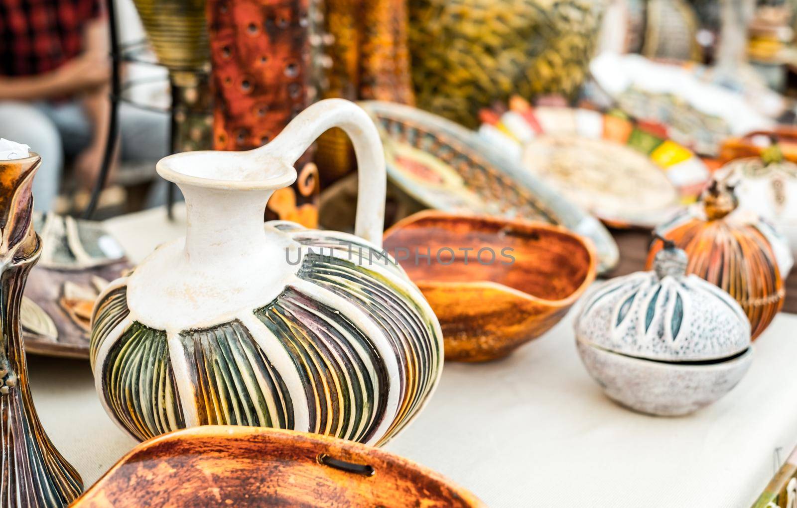 Sibiu City, Romania - 06 September 2020. Traditional Romanian handmade ceramics market at the potters fair from Sibiu, Romania by Roberto