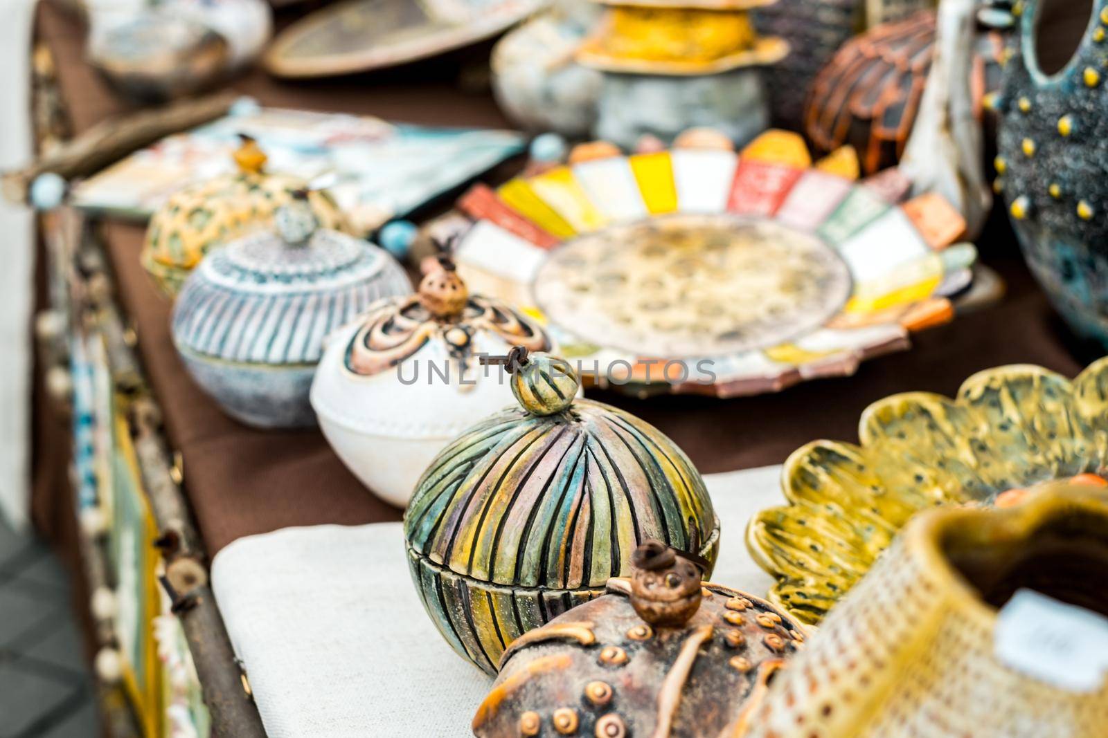 Sibiu City, Romania - 06 September 2020. Traditional Romanian handmade ceramics market at the potters fair from Sibiu, Romania by Roberto