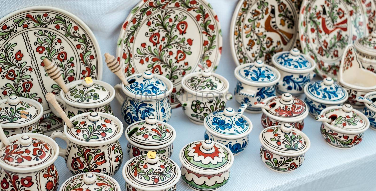 Sibiu City, Romania - 06 September 2020. Traditional Romanian handmade ceramics market at the potters fair from Sibiu, Romania by Roberto