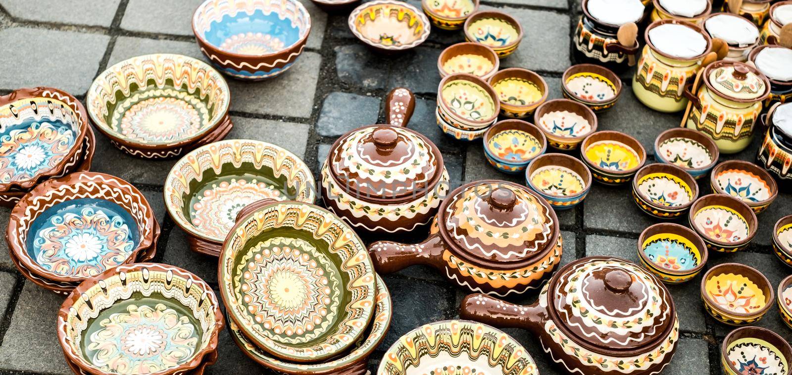 Sibiu City, Romania - 06 September 2020. Traditional Romanian handmade ceramics market at the potters fair from Sibiu, Romania by Roberto