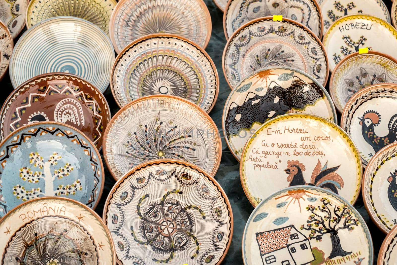 Sibiu City, Romania - 06 September 2020. Traditional Romanian handmade ceramics market at the potters fair from Sibiu, Romania