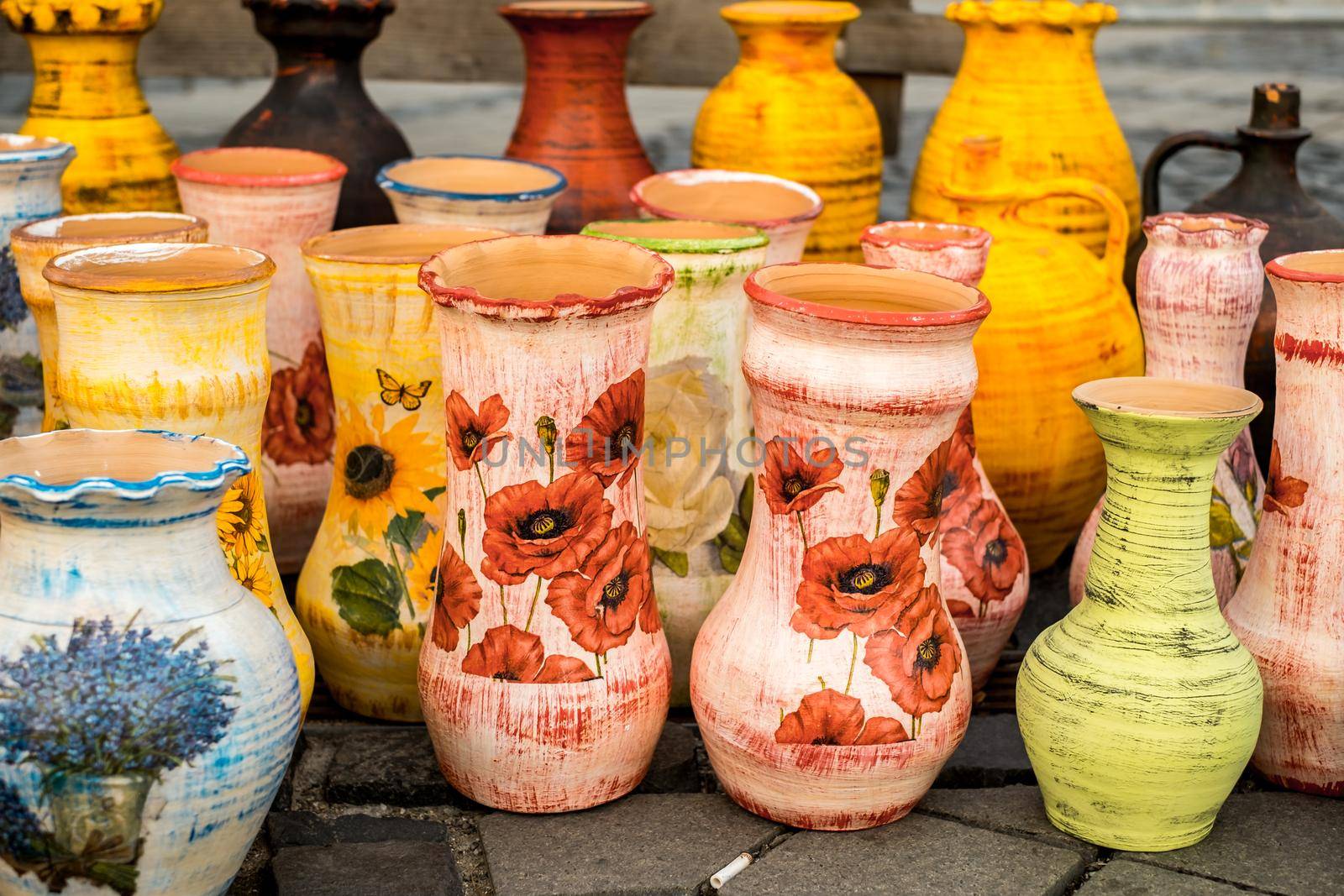 Sibiu City, Romania - 06 September 2020. Traditional Romanian handmade ceramics market at the potters fair from Sibiu, Romania by Roberto