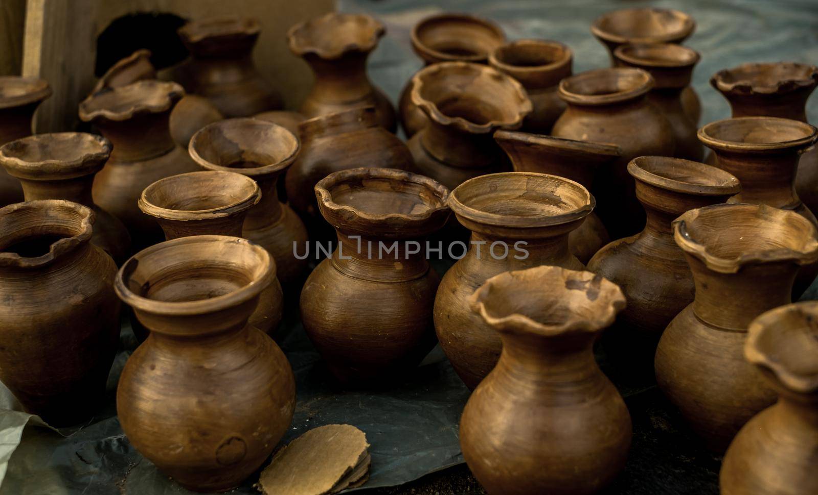 Sibiu City, Romania - 06 September 2020. Traditional Romanian handmade ceramics market at the potters fair from Sibiu, Romania